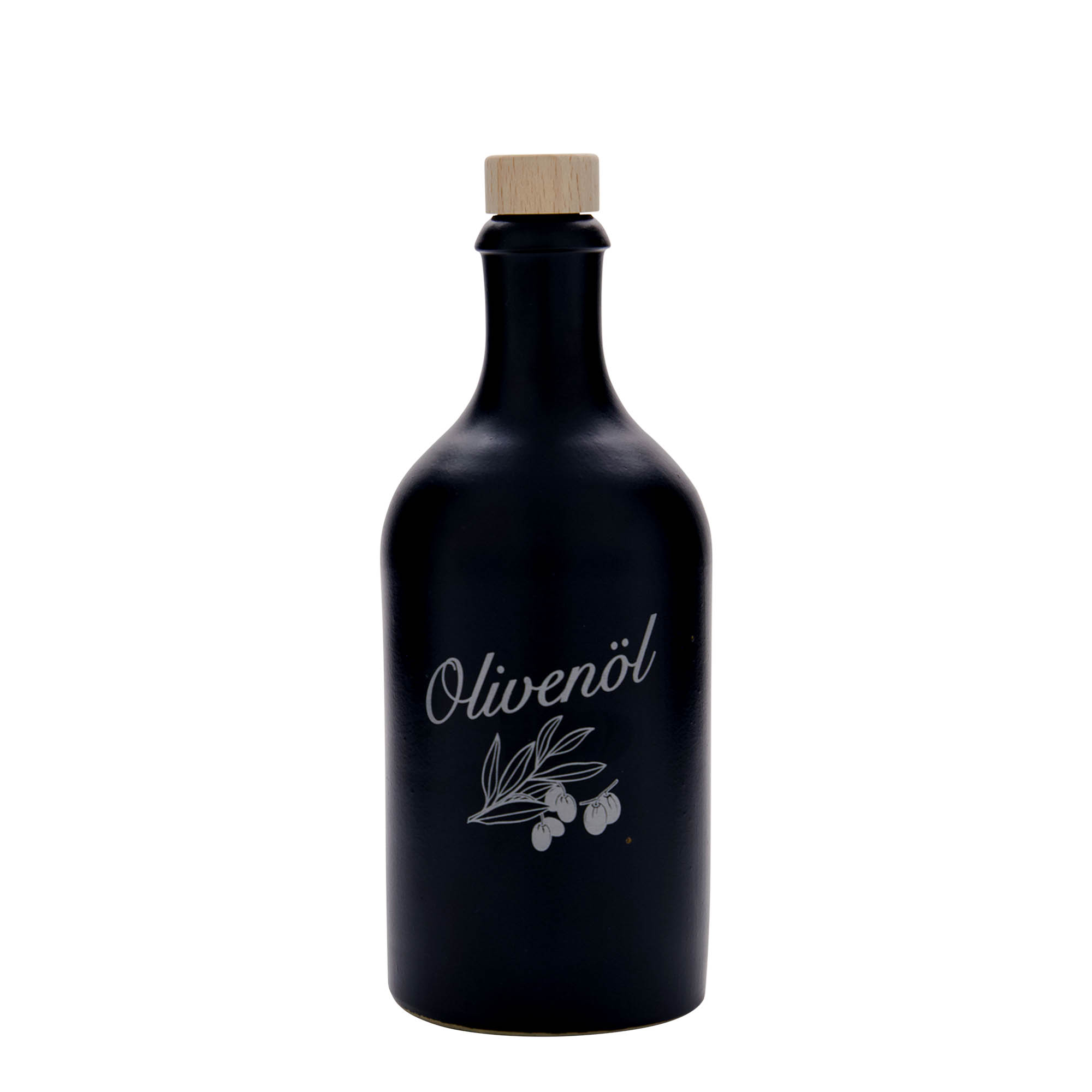 500 ml earthenware jug, motif: olive oil, stoneware, black, opening: cork 500 ml earthenware jug, motif: olive oil, stoneware, black, opening: cork