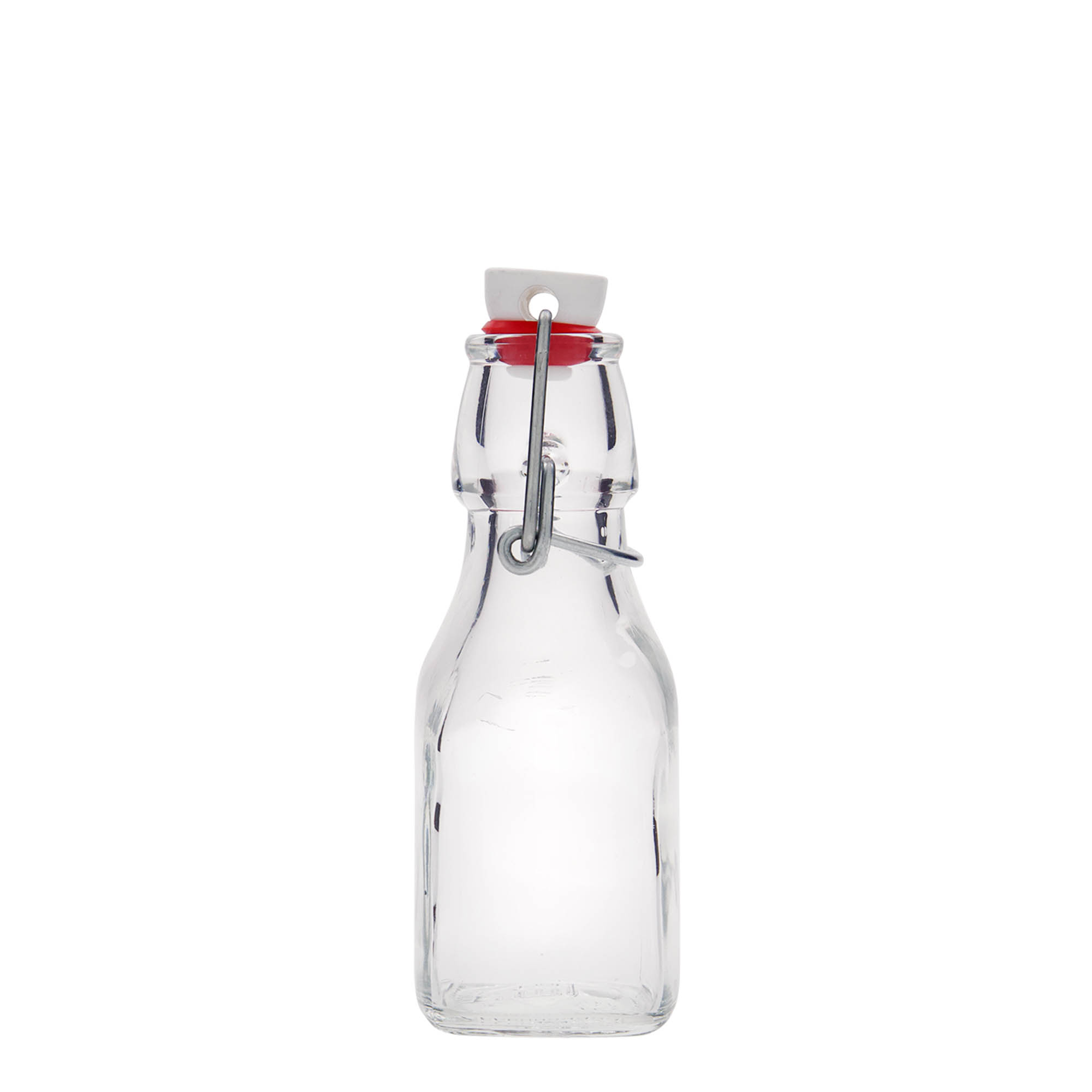 125 ml glass bottle 'Swing', square, opening: swing top closure