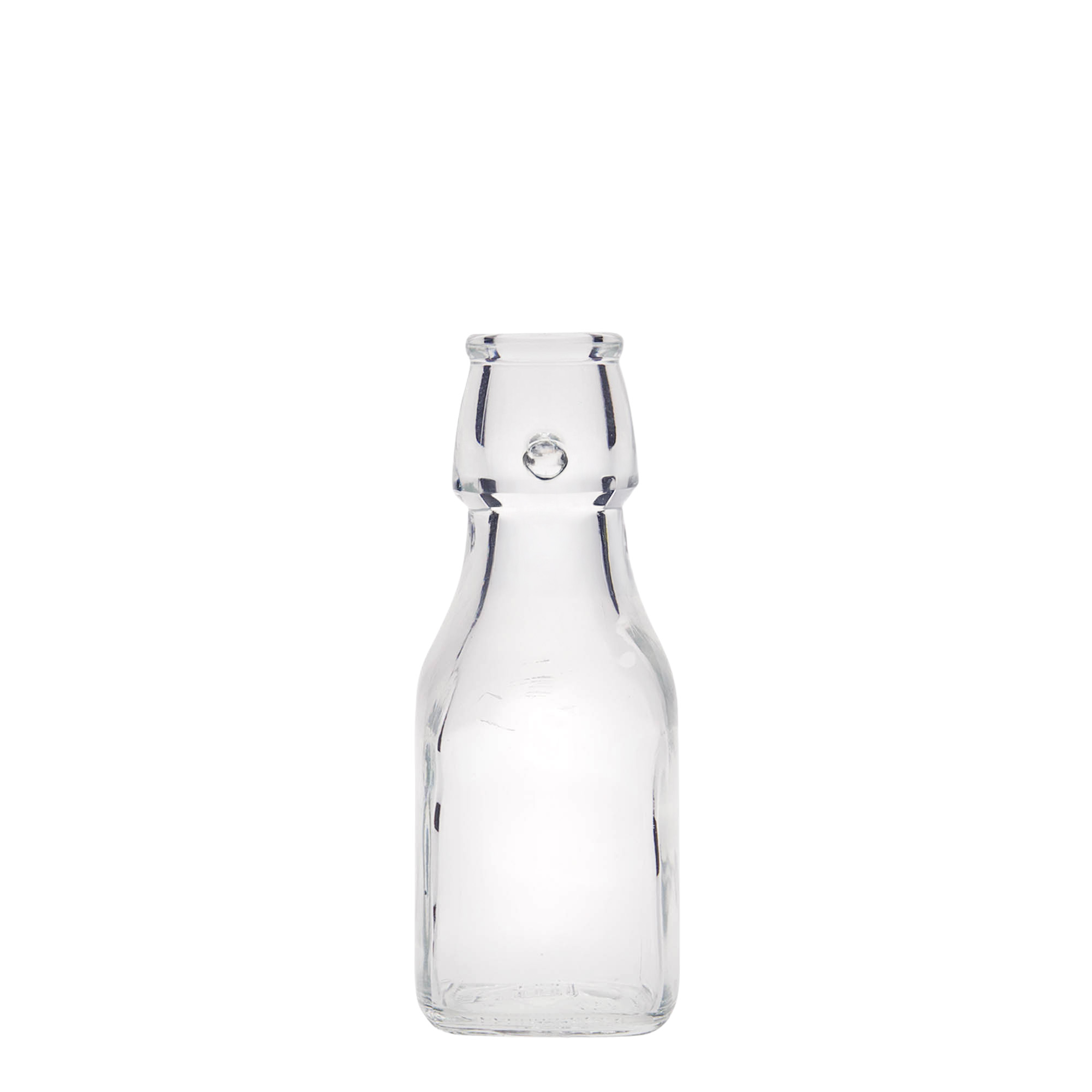 125 ml glass bottle 'Swing', square, opening: swing top closure