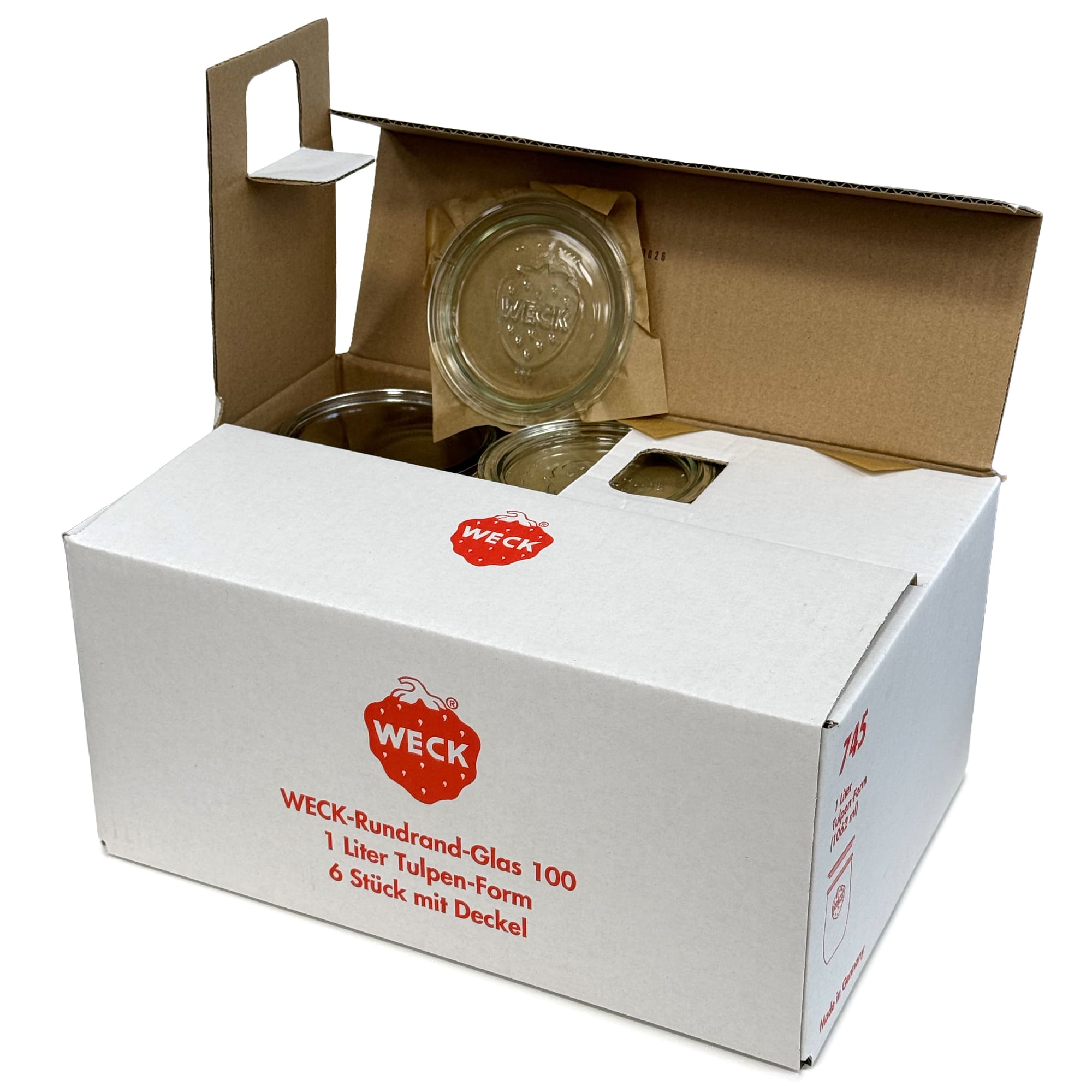 6x 1050 ml WECK tulip jar with glass lid RR 100