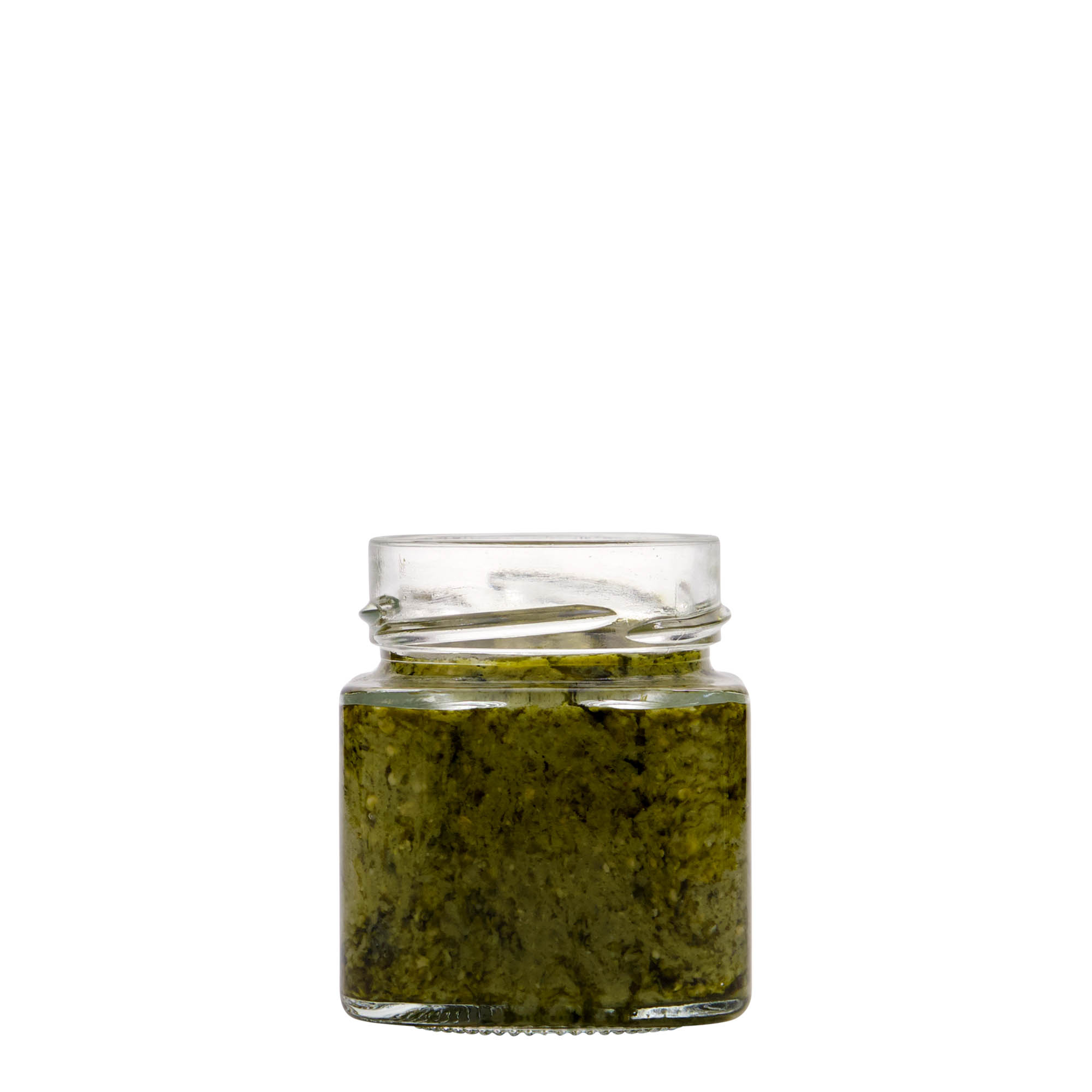 156 ml square glass 'Funny', opening: Deep-Twist-Off (DTO 58) 156 ml square glass 'Funny', opening: Deep-Twist-Off (DTO 58)