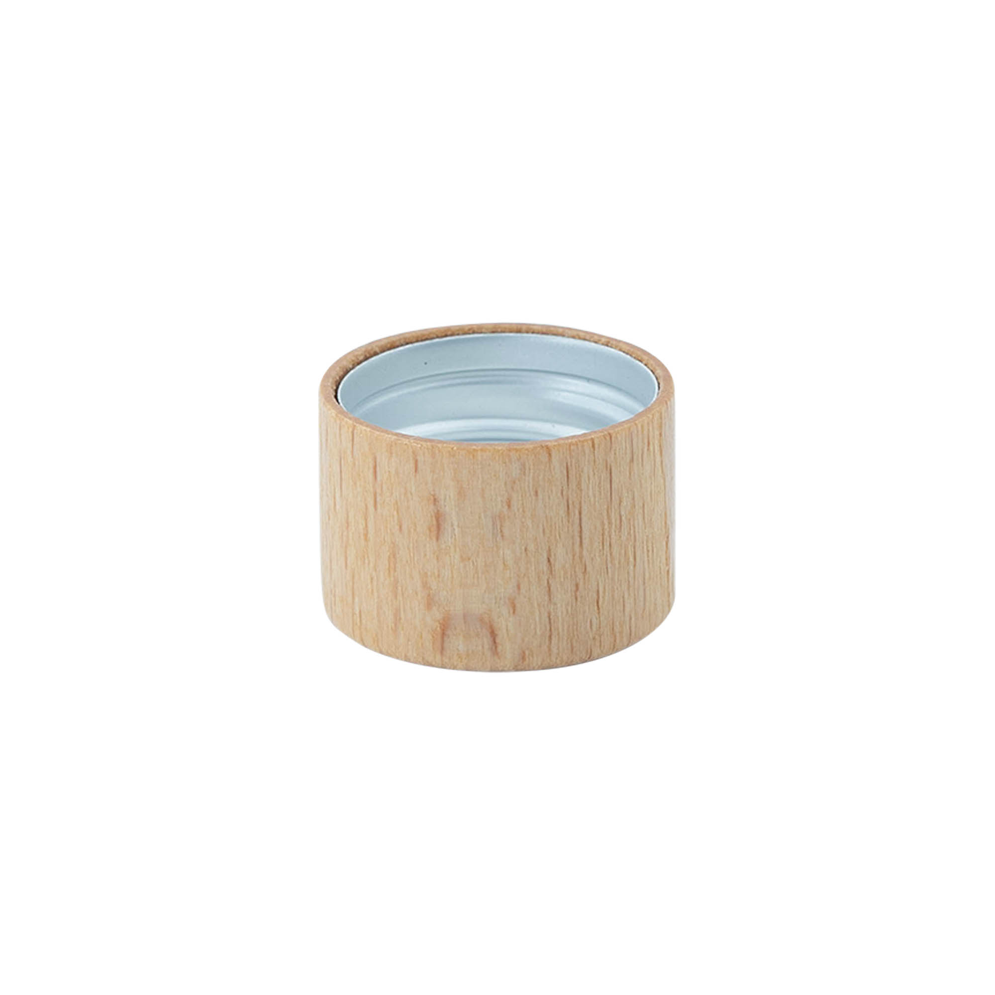 Screw cap, metal-wood, wood-coloured, for opening: PP 28 Screw cap, metal-wood, wood-coloured, for opening: PP 28