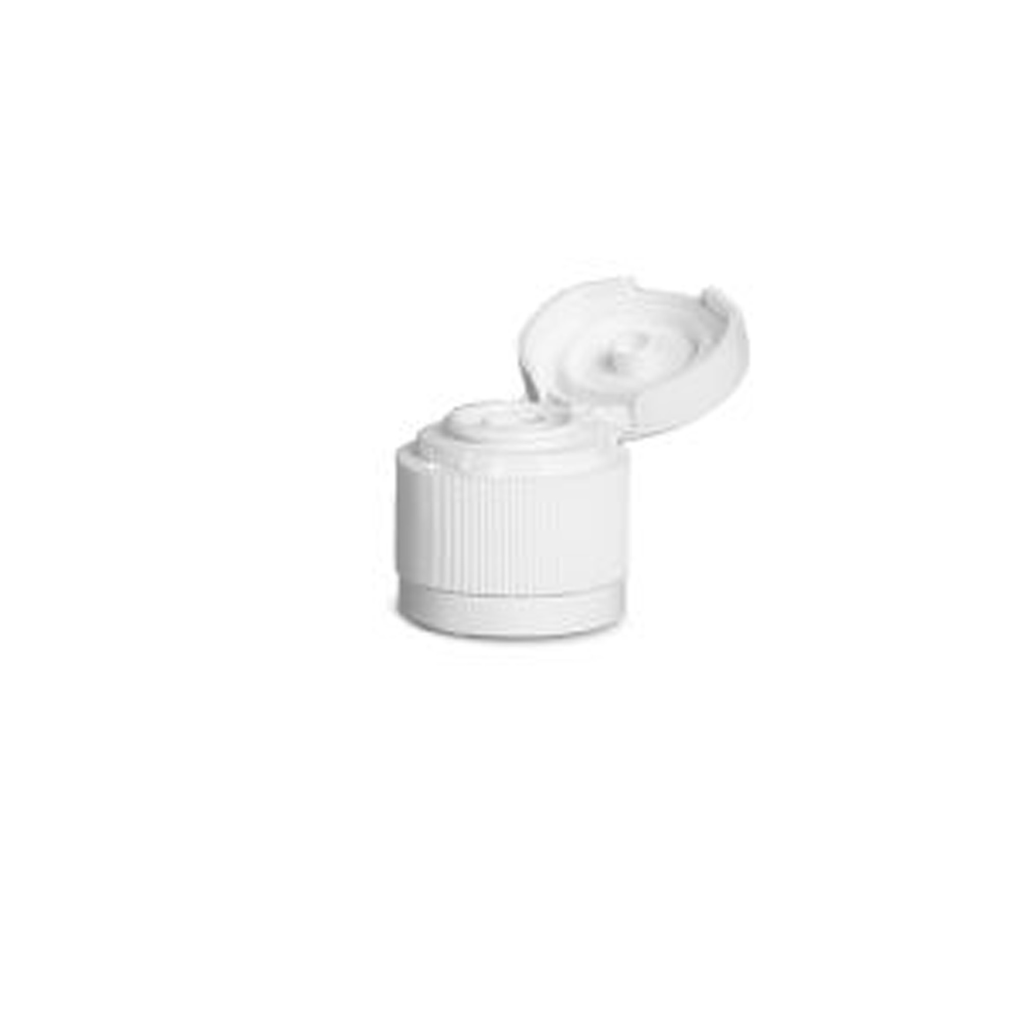Screw cap with hinge, white PP plastic, for neck: DIN 18 Screw cap with hinge, white PP plastic, for neck: DIN 18