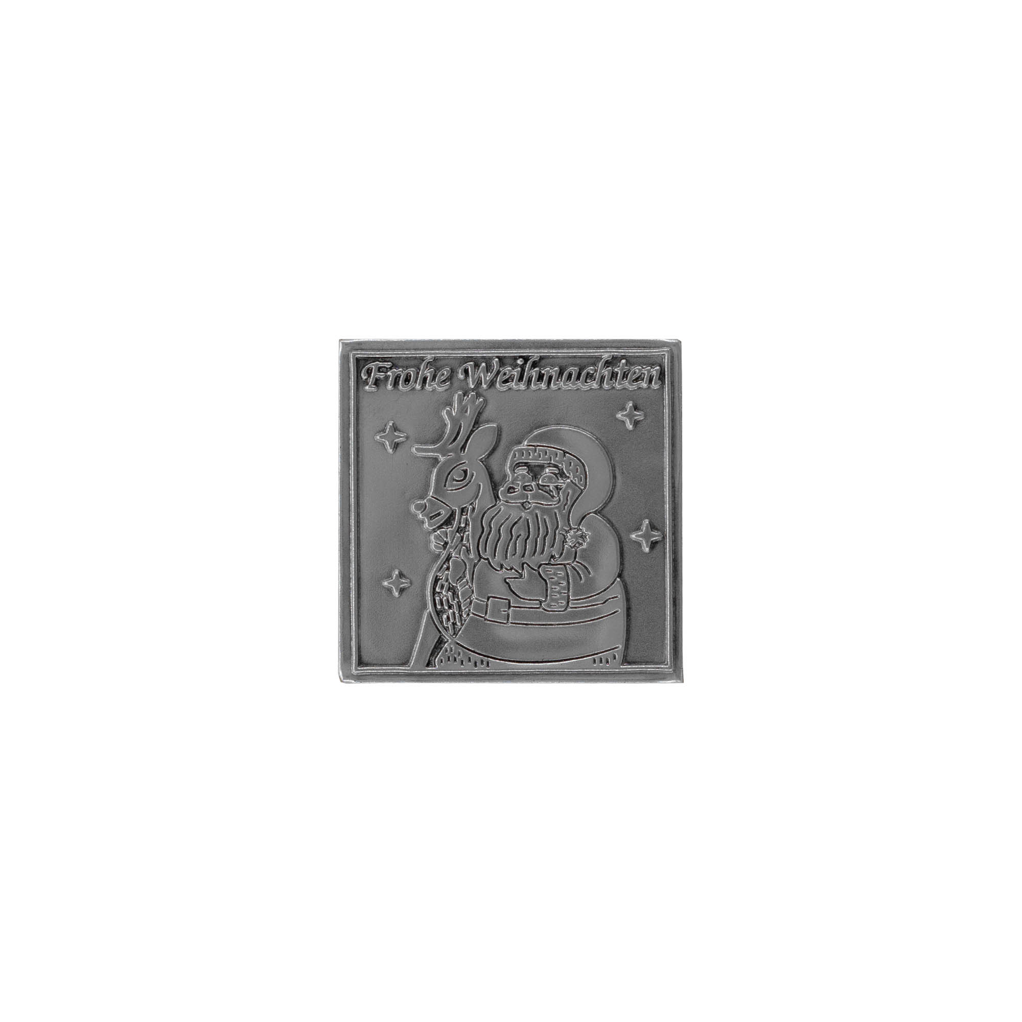 Pewter tag 'Happy Christmas', square, metal, silver Pewter tag 'Happy Christmas', square, metal, silver