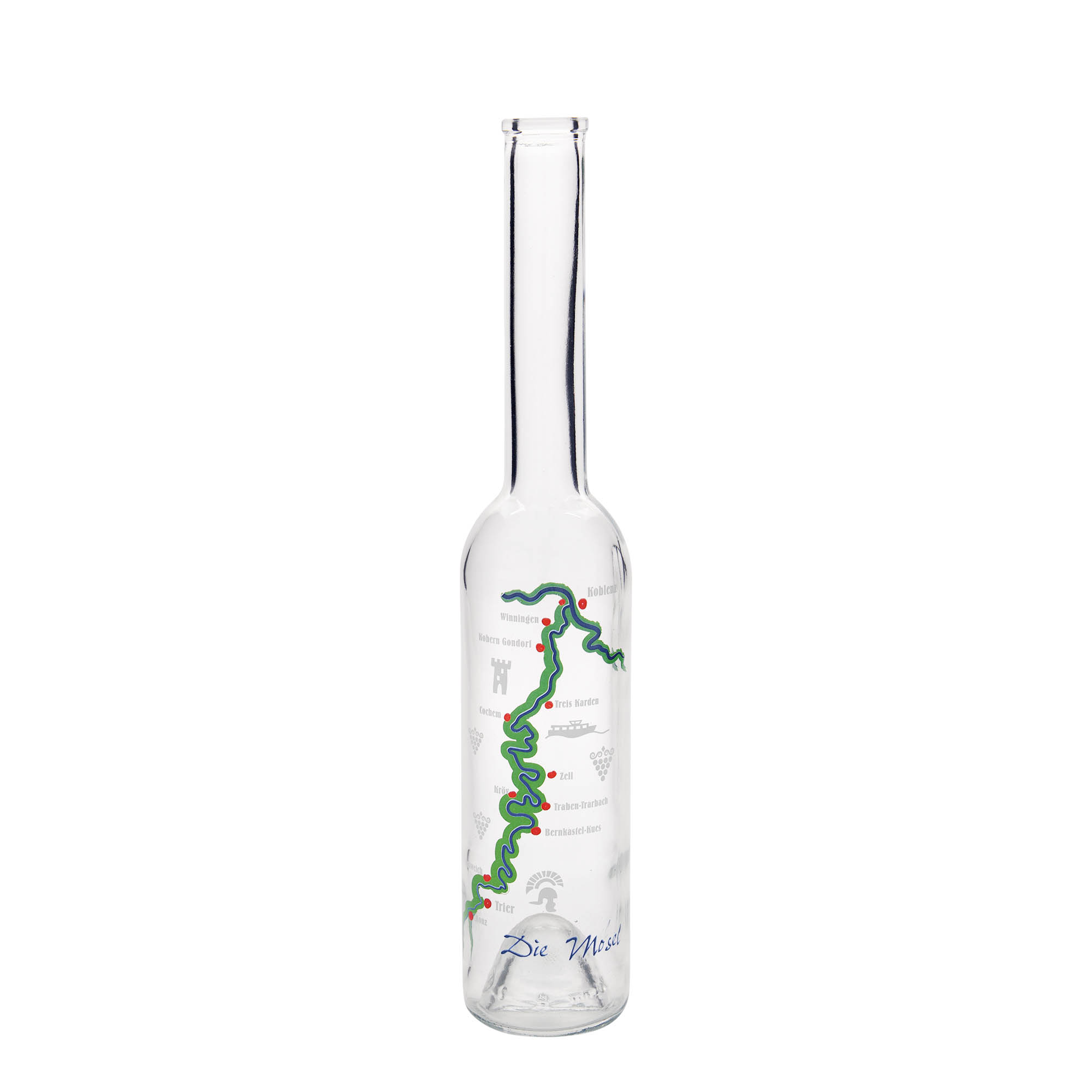 350 ml glass bottle 'Opera', print: Moselle, closure: cork 350 ml glass bottle 'Opera', print: Moselle, closure: cork