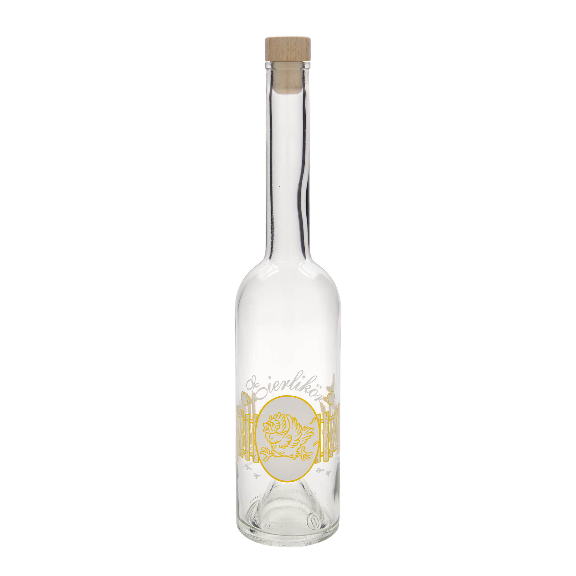 500 ml glass bottle 'Opera', print: egg liqueur, closure: cork