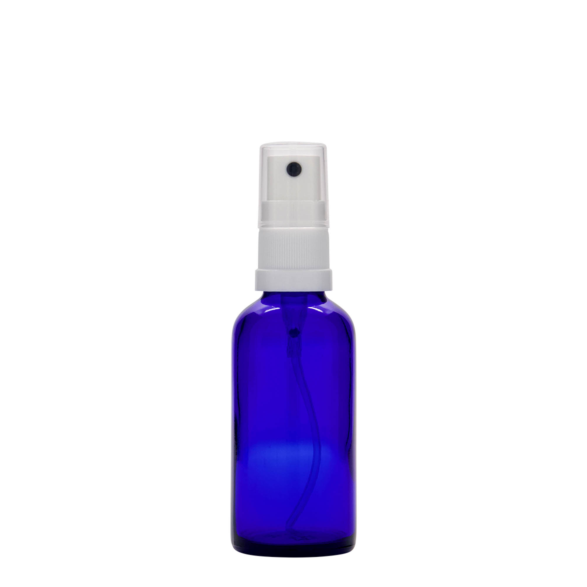 50 ml spray bottle medicine, glass, royal blue, opening: DIN 18