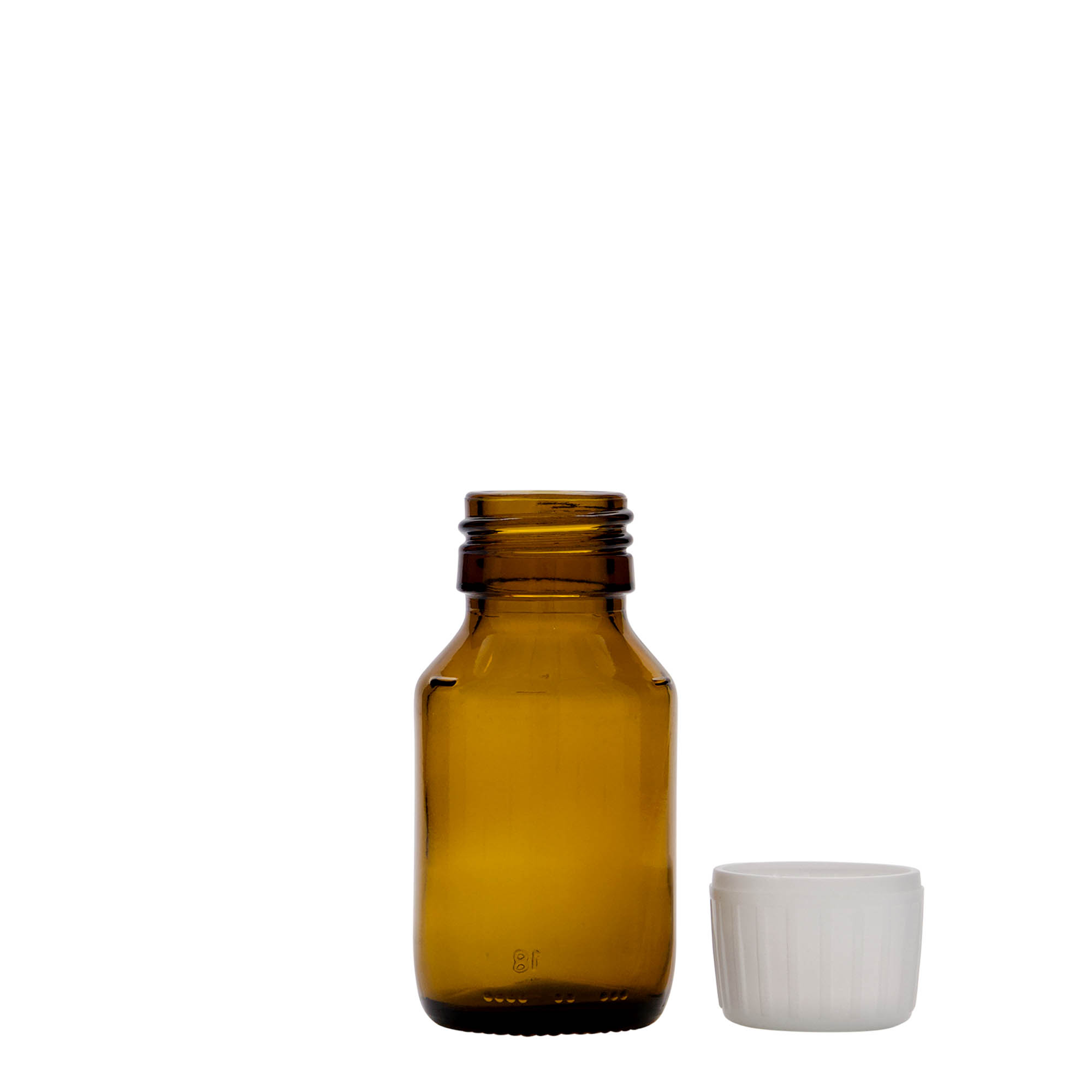 50 ml medical bottle, brown, glass, opening: PP 28