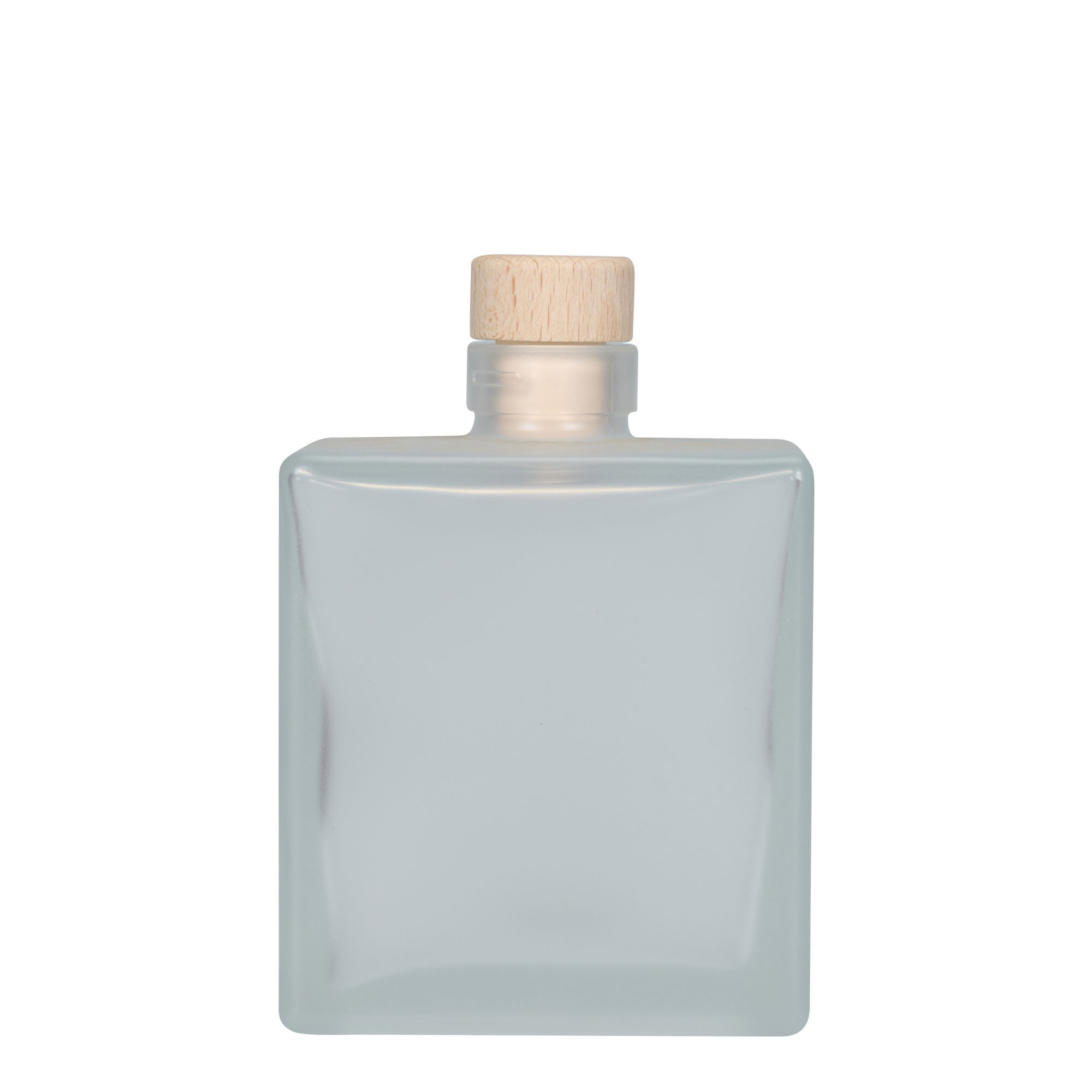 500 ml glass bottle 'Cube', square, frosted, closure: cork