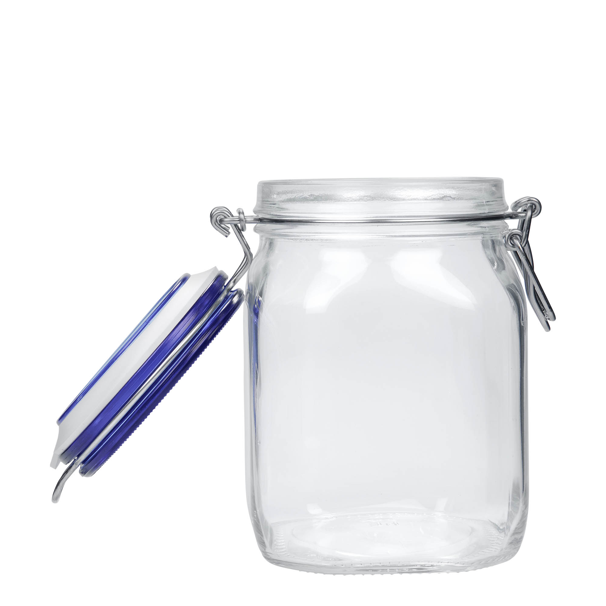 1,000 ml swing-top jar 'Fido' Blue Top, square, opening: swing-top closure
