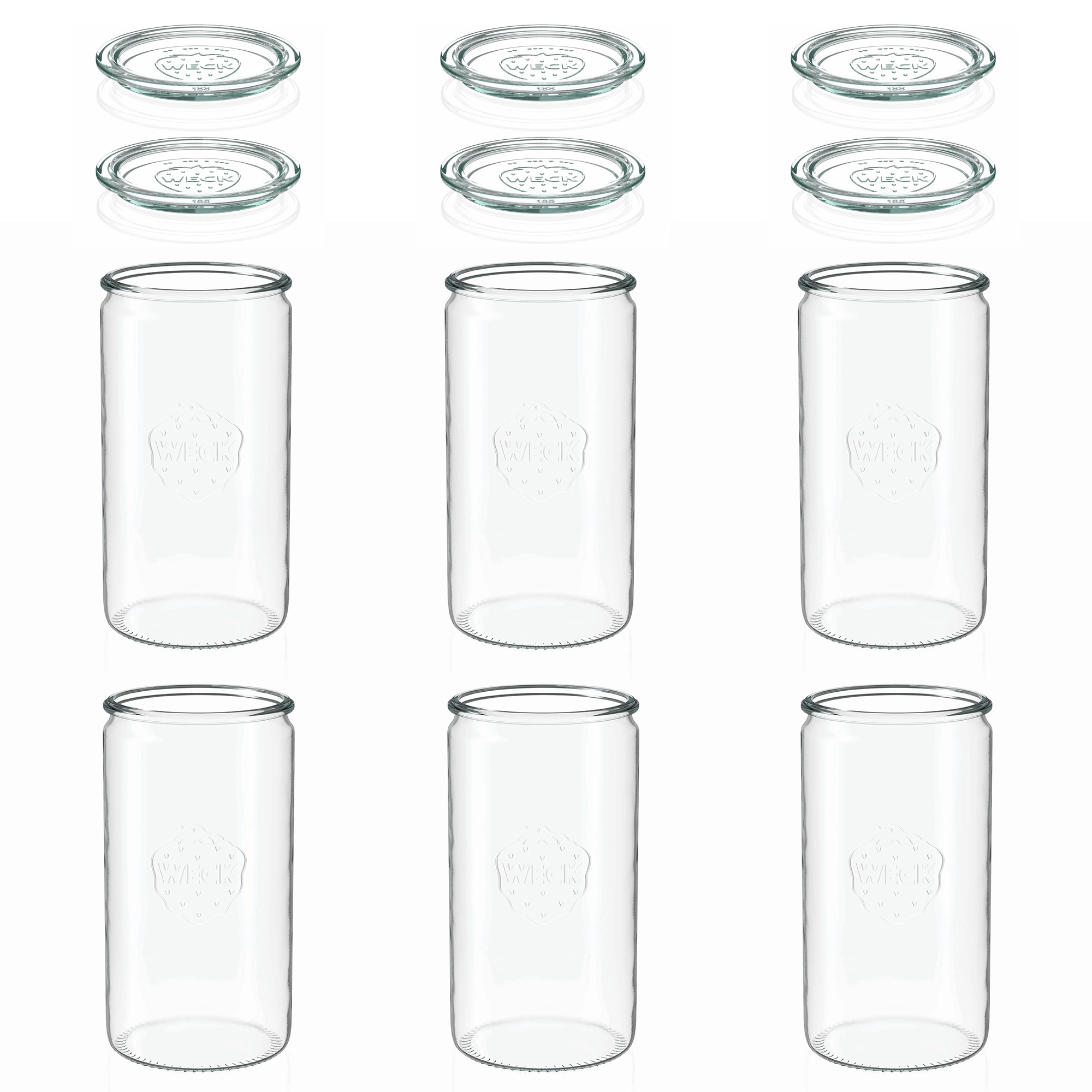 6x 1575 ml WECK cylinder jar with glass lid RR 100