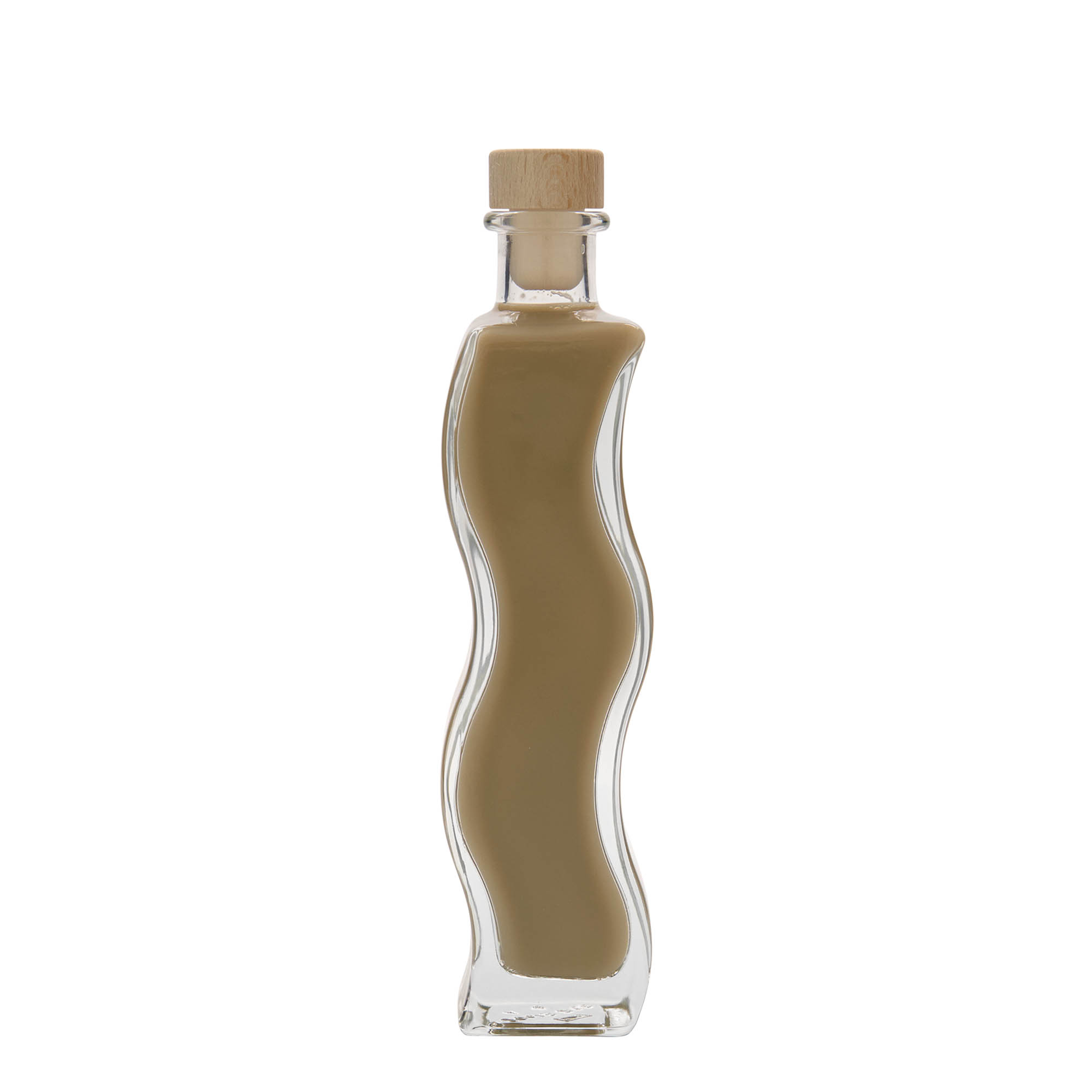 200 ml glass bottle 'Wave', square, closure: cork