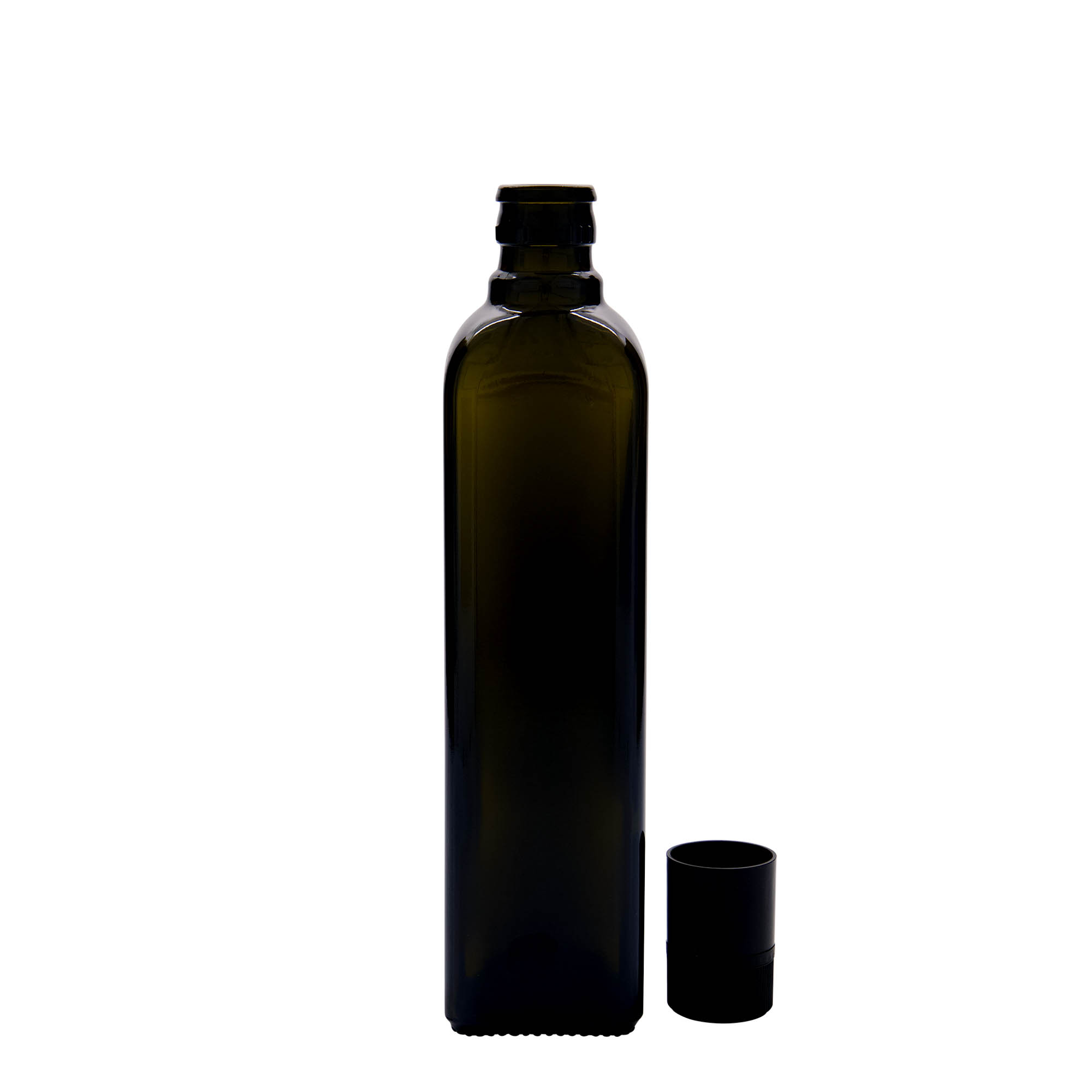 500 ml vinegar/oil bottle 'Quadra', glass, square, antique green, opening: DOP 500 ml vinegar/oil bottle 'Quadra', glass, square, antique green, opening: DOP