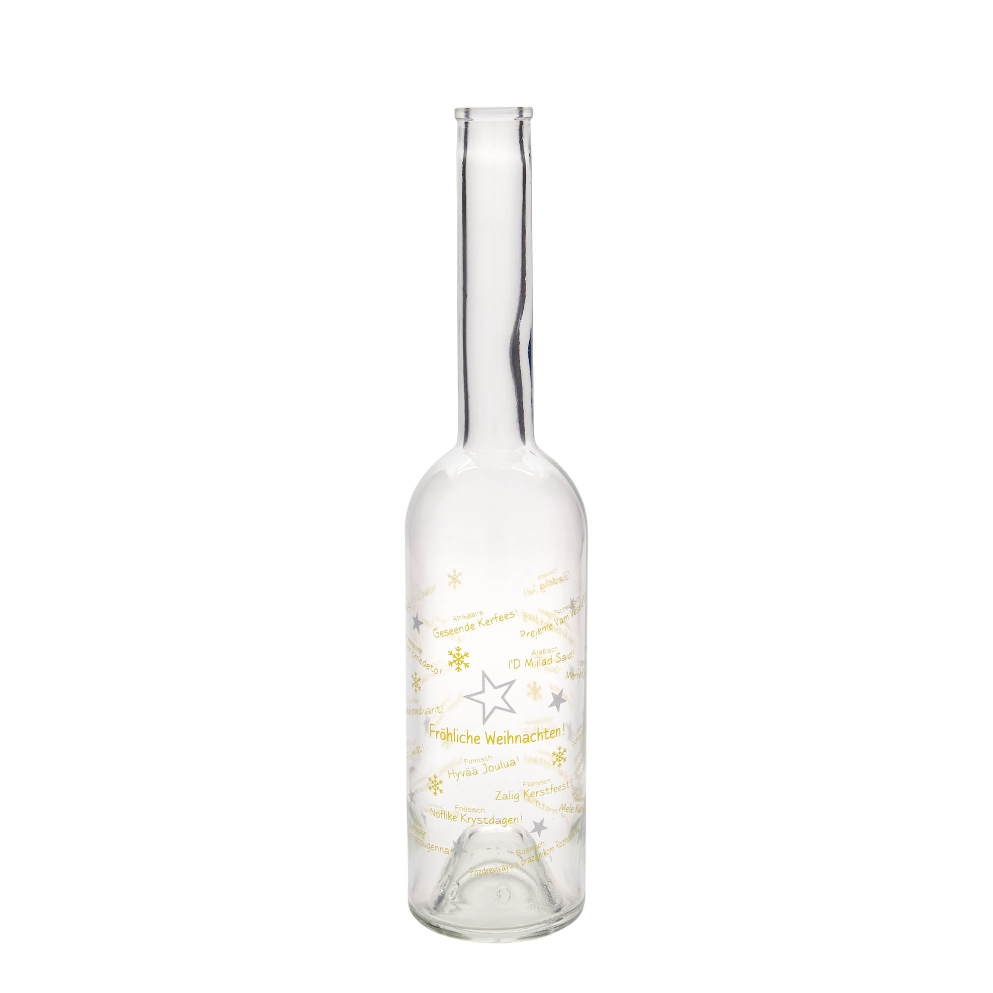 500 ml glass bottle 'Opera', motif: Christmas around the world, opening: cork