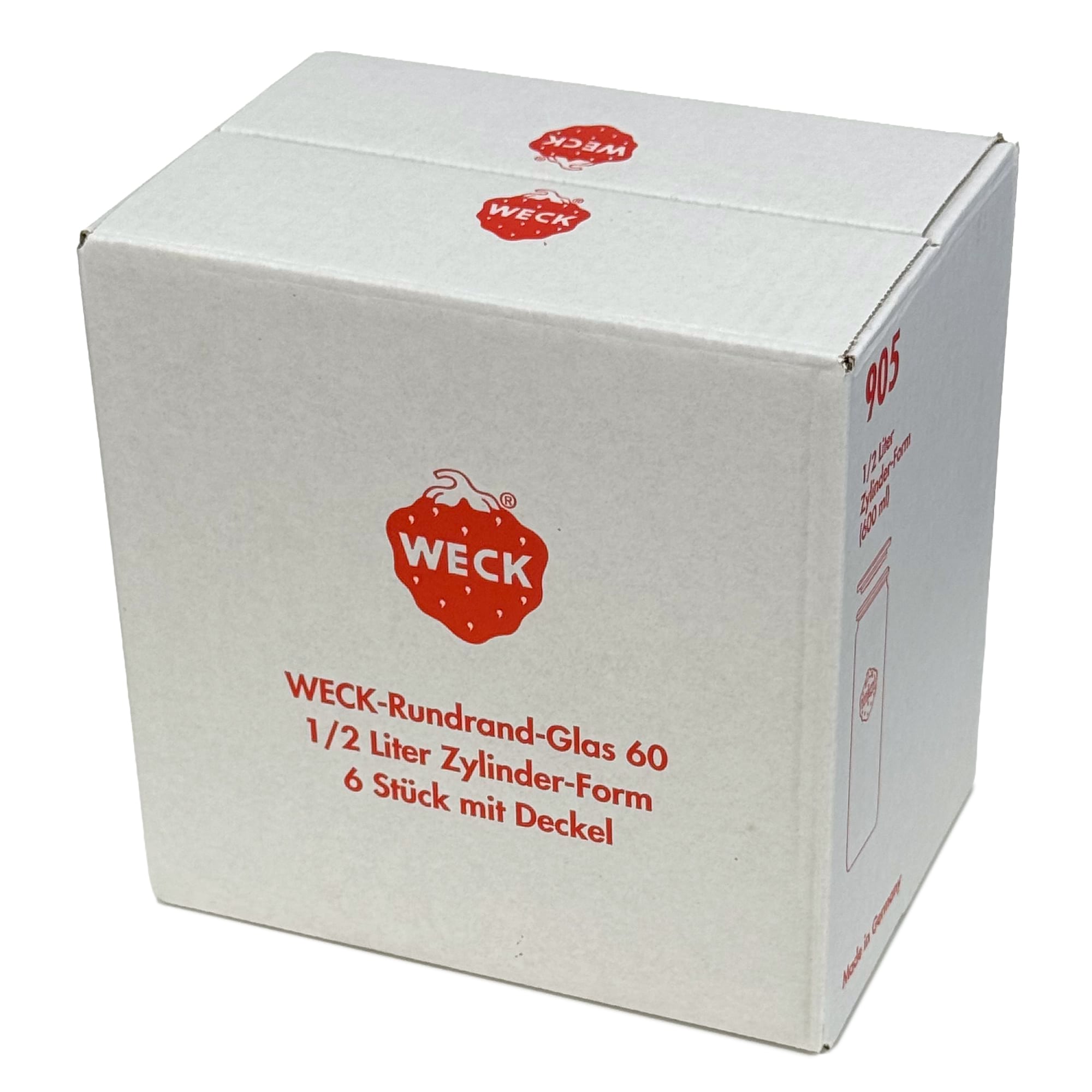 6x 600 ml WECK cylinder jar with glass lid RR 60