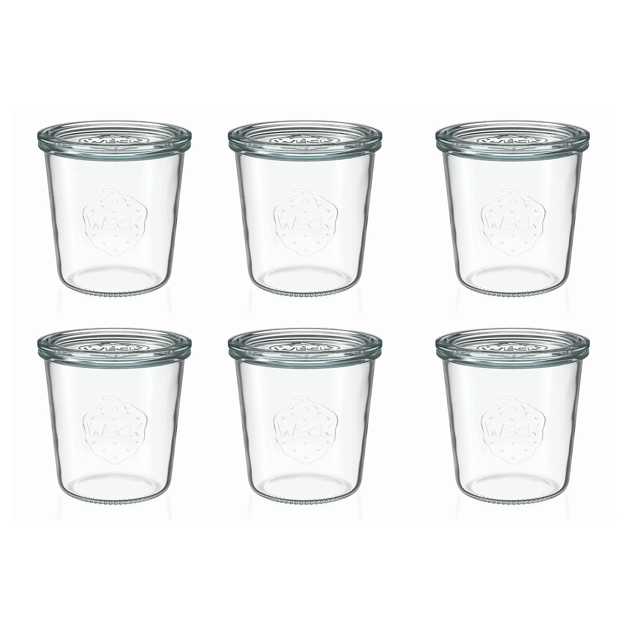 6x 580 ml WECK inverted jar with glass lid RR 100