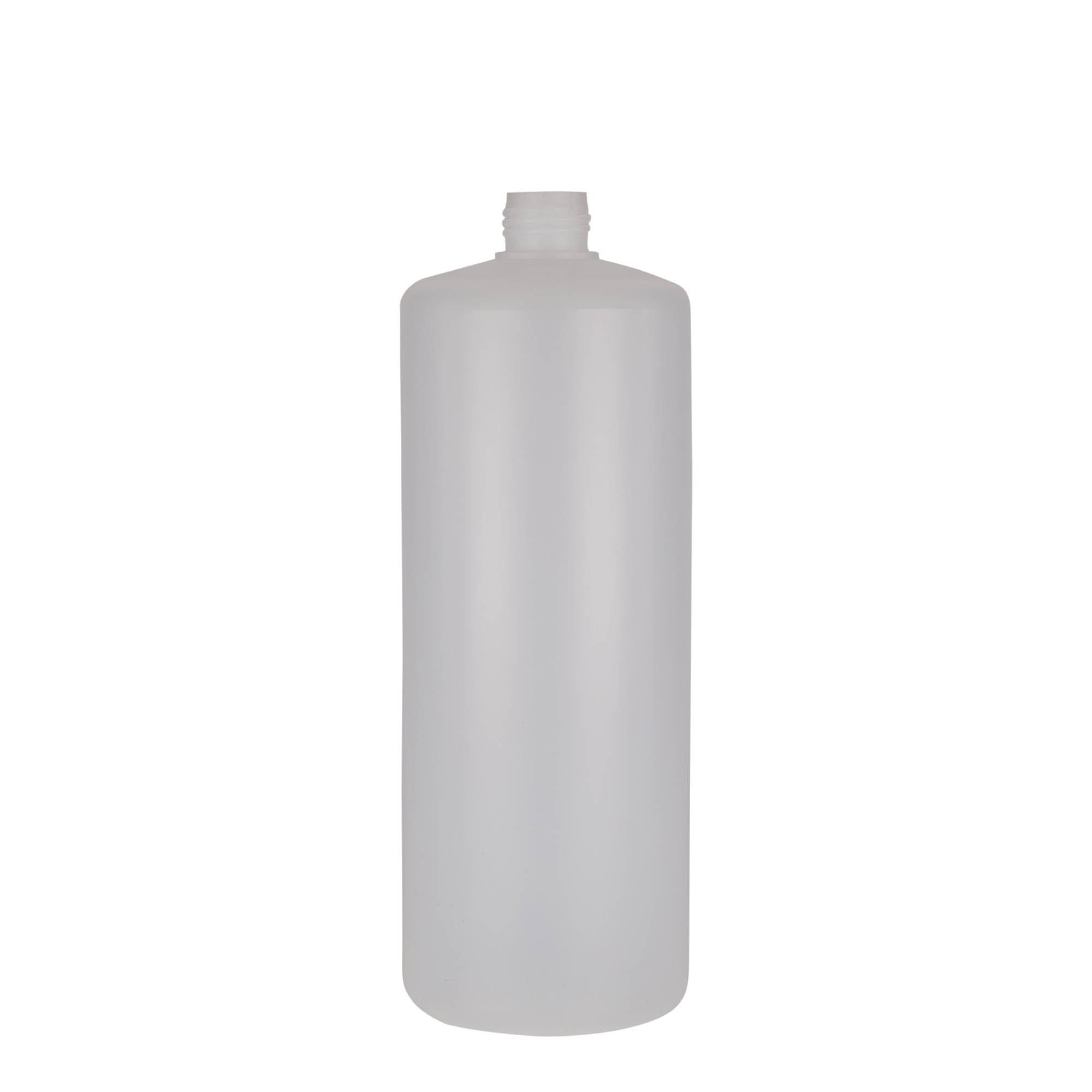1,000 ml round bottle, PE plastic, natural, closure: screw cap 1,000 ml round bottle, PE plastic, natural, closure: screw cap