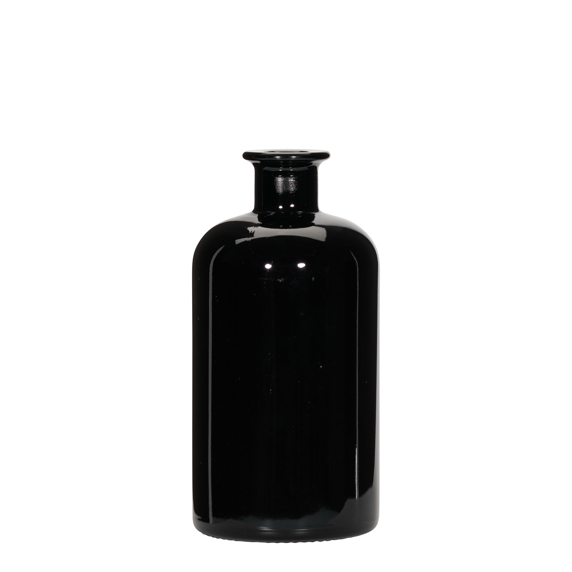 500 ml glass apothecary bottle, black, closure: cork