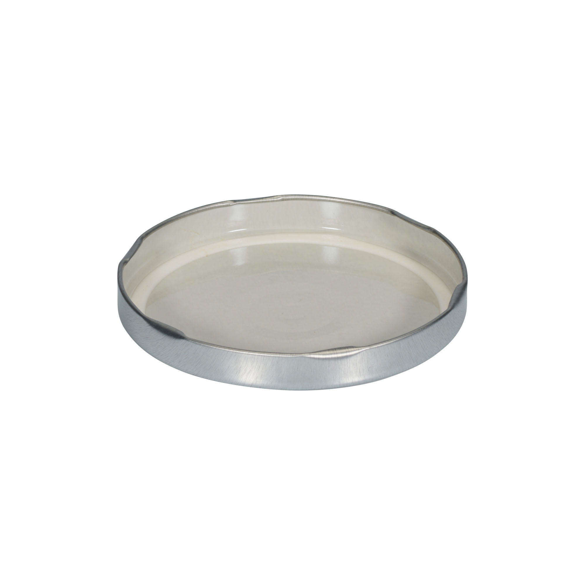 Twist off lid, tinplate, silver, for opening: TO 100 Twist off lid, tinplate, silver, for opening: TO 100