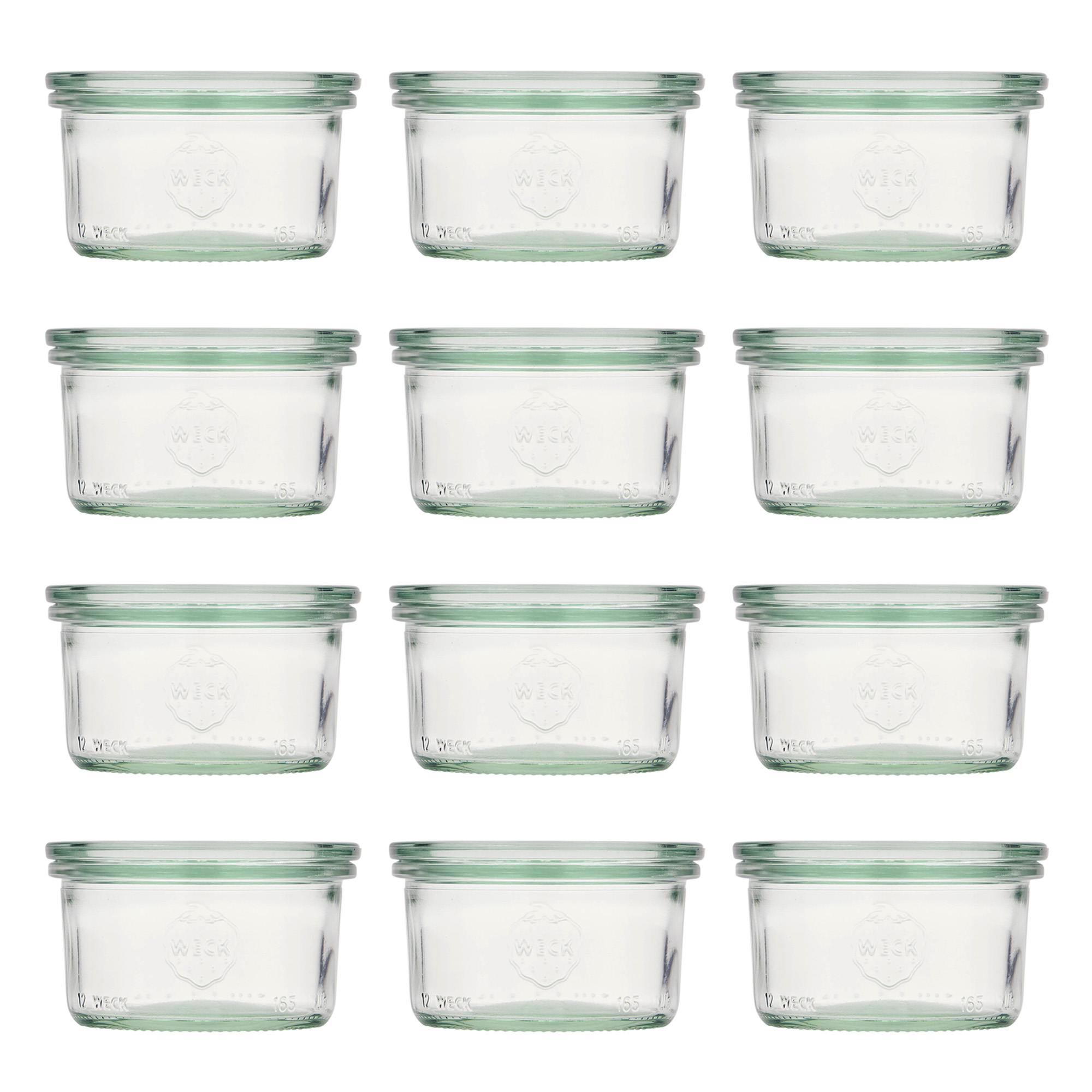 12x 165 ml WECK inverted jar with glass lid RR 80