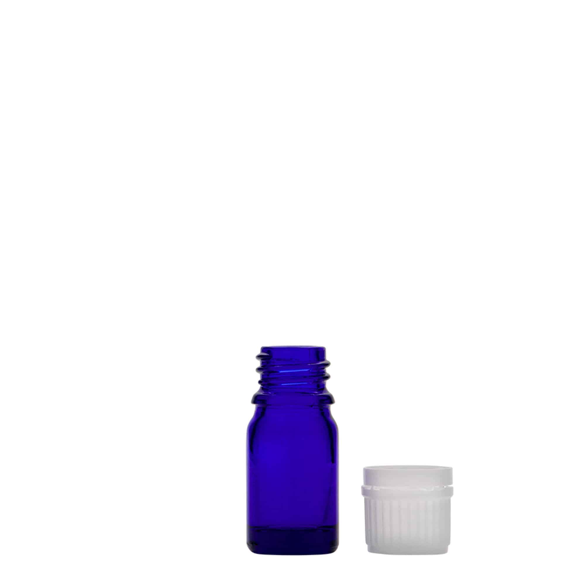 5 ml medicine bottle, glass, royal blue, opening: DIN 18