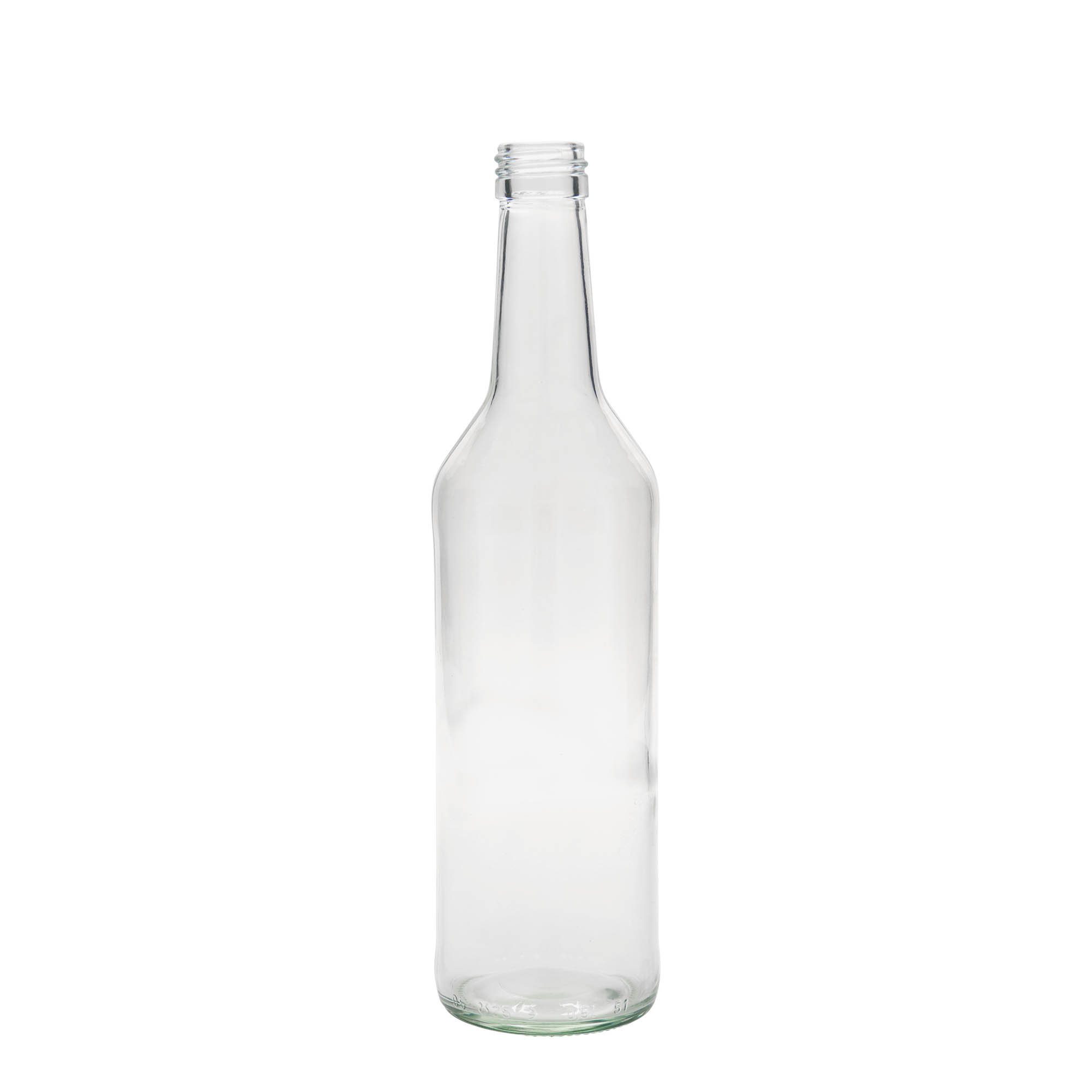 500 ml glass bottle, straight neck, opening: PP 28 500 ml glass bottle, straight neck, opening: PP 28