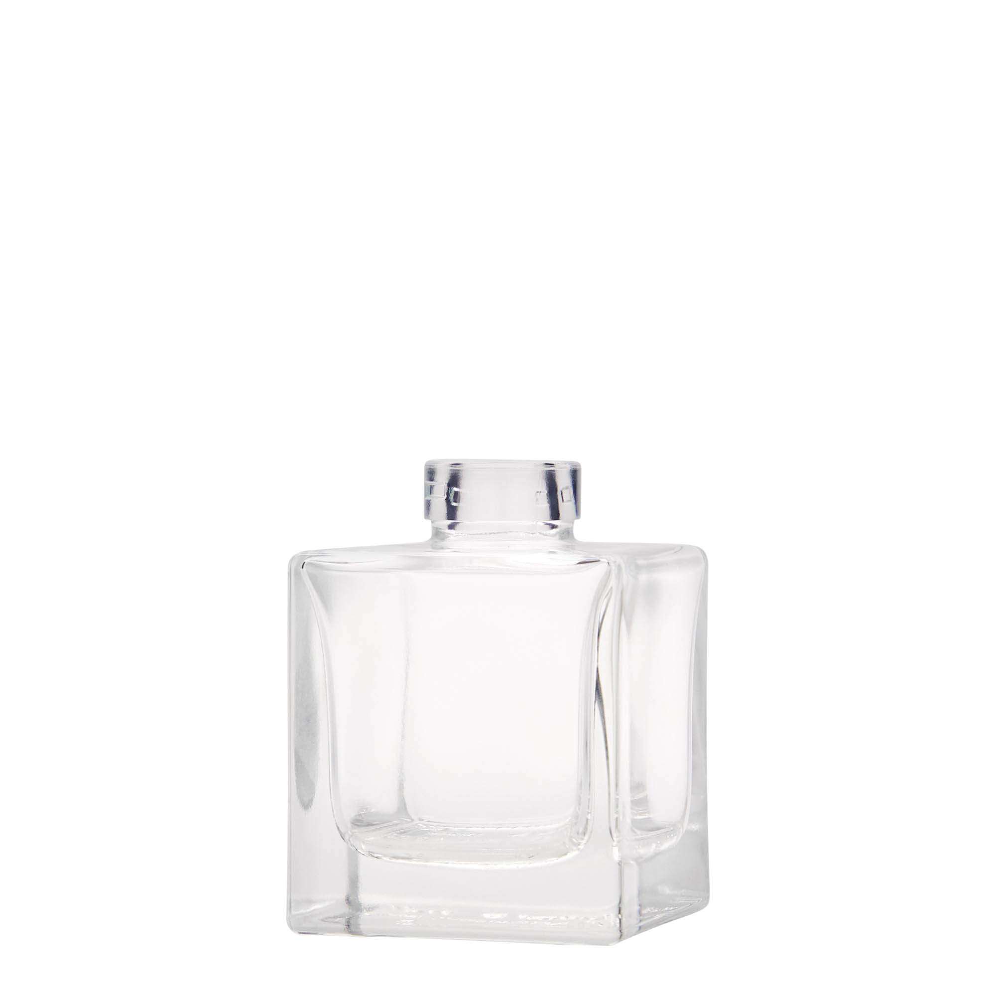 100 ml glass bottle 'Cube', square, opening: cork