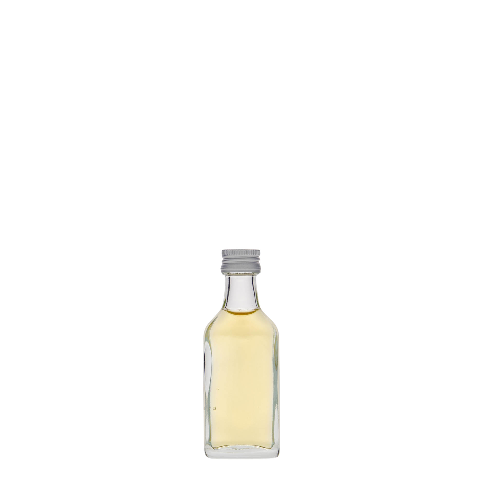 20 ml pocket bottle, rectangular, glass, opening: PP 18