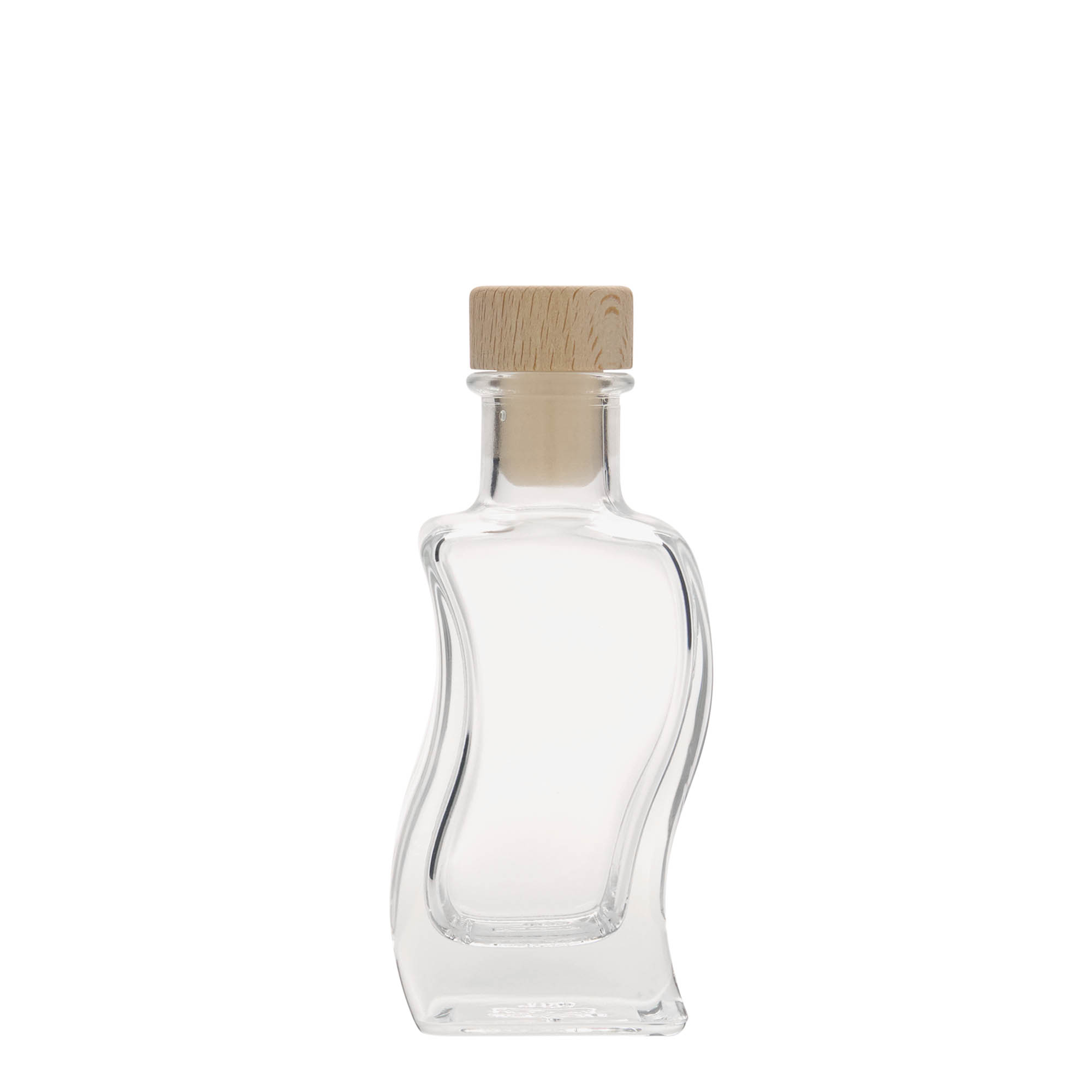 100 ml glass bottle 'Wave', square, opening: cork 100 ml glass bottle 'Wave', square, opening: cork