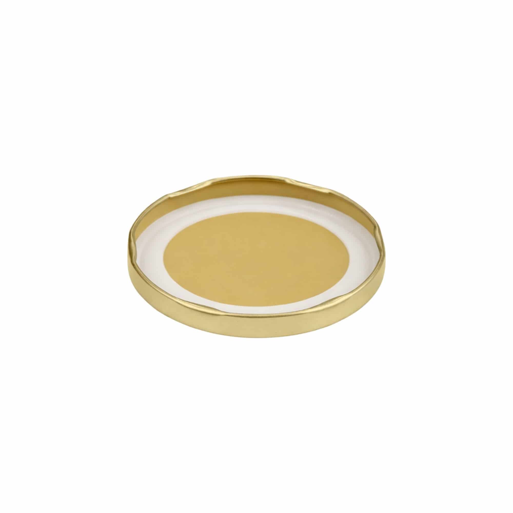 Twist-off lid, tinplate, sterilizable, gold, for opening: TO 82