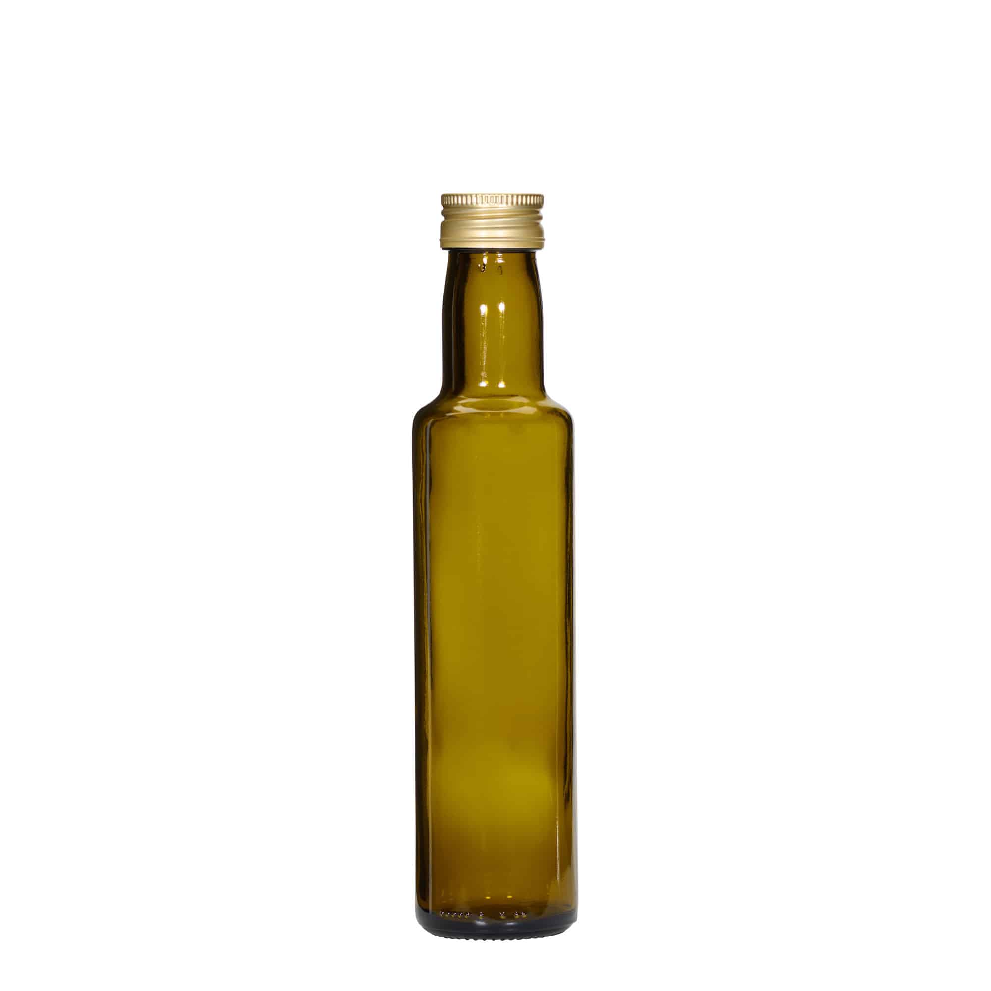 250 ml glass bottle ‘Dorica’, antique green, opening: PP 31.5