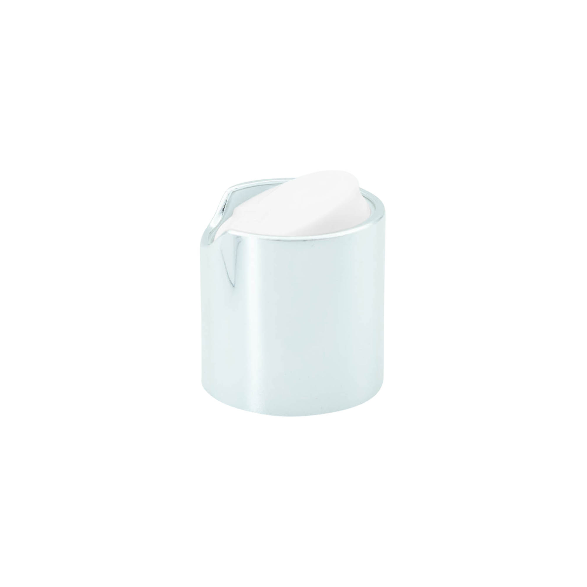 Screw cap with disc top, PP plastic, silver, for opening: 24/410