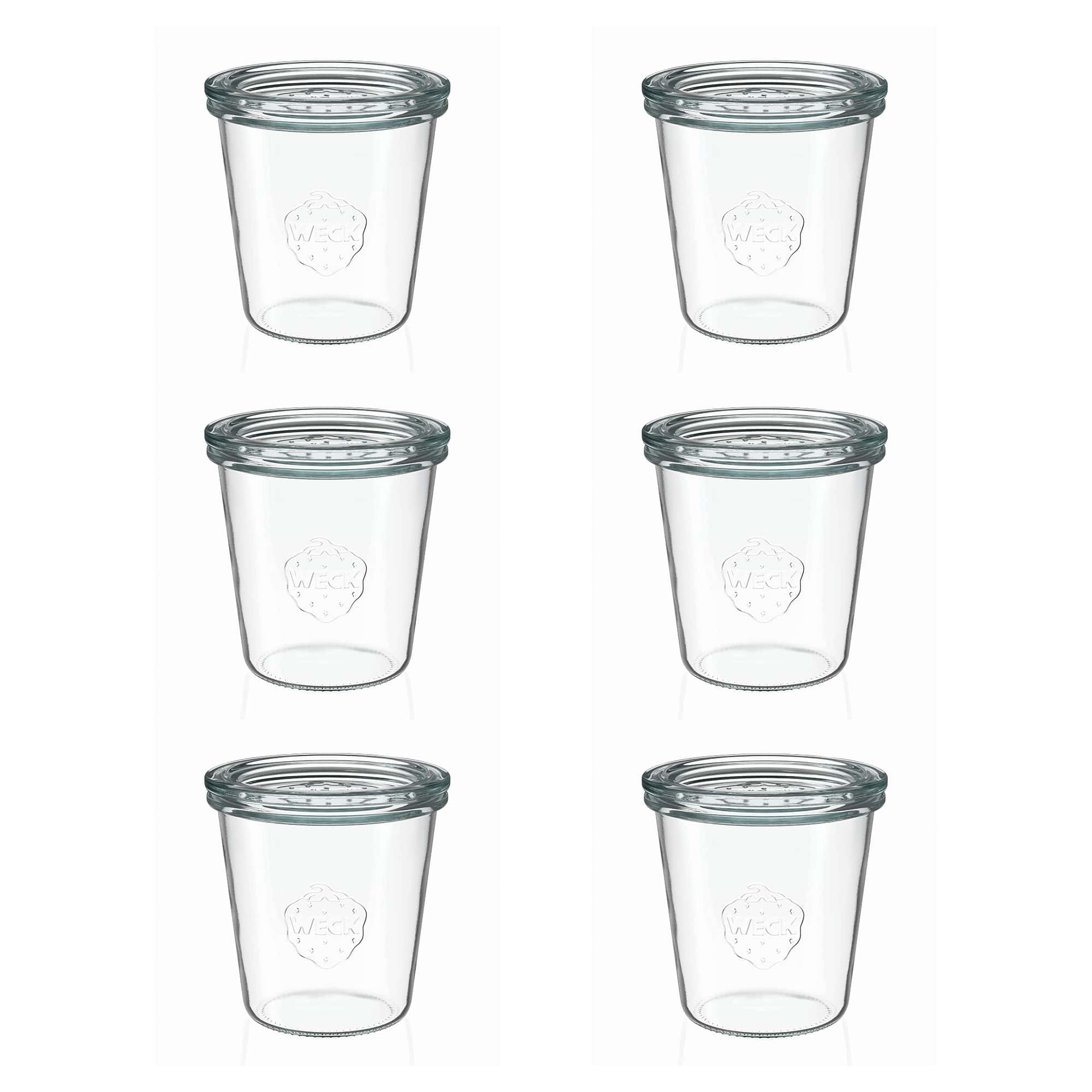 6x 290 ml WECK inverted jar tall with glass lid RR 80