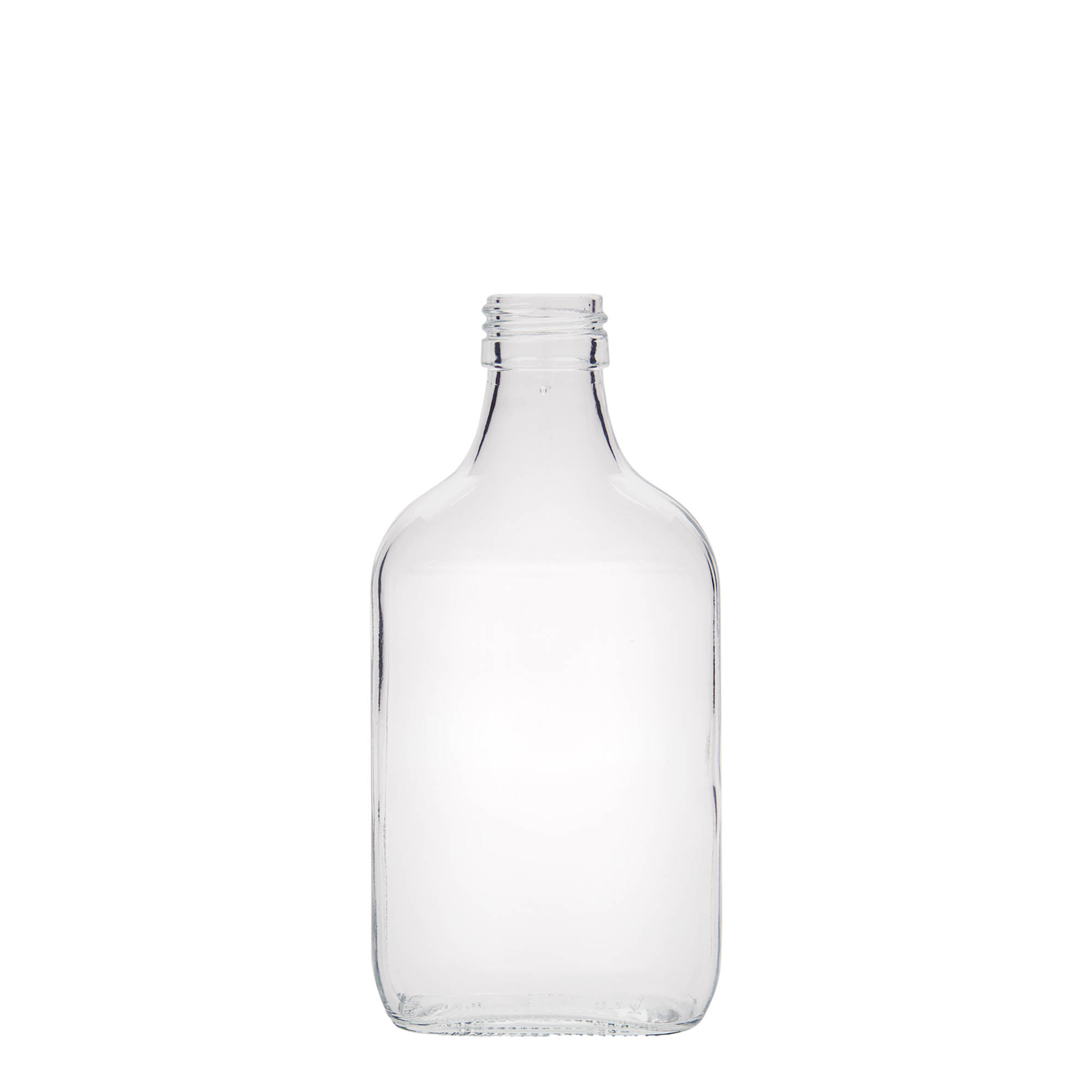200 ml pocket flask bottle, rectangular, glass, closure: PP 28 200 ml pocket flask bottle, rectangular, glass, closure: PP 28