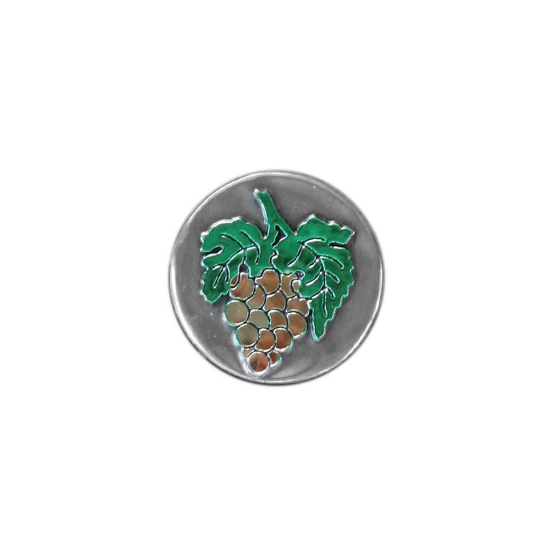 Tin label 'Grape', round, metal, silver