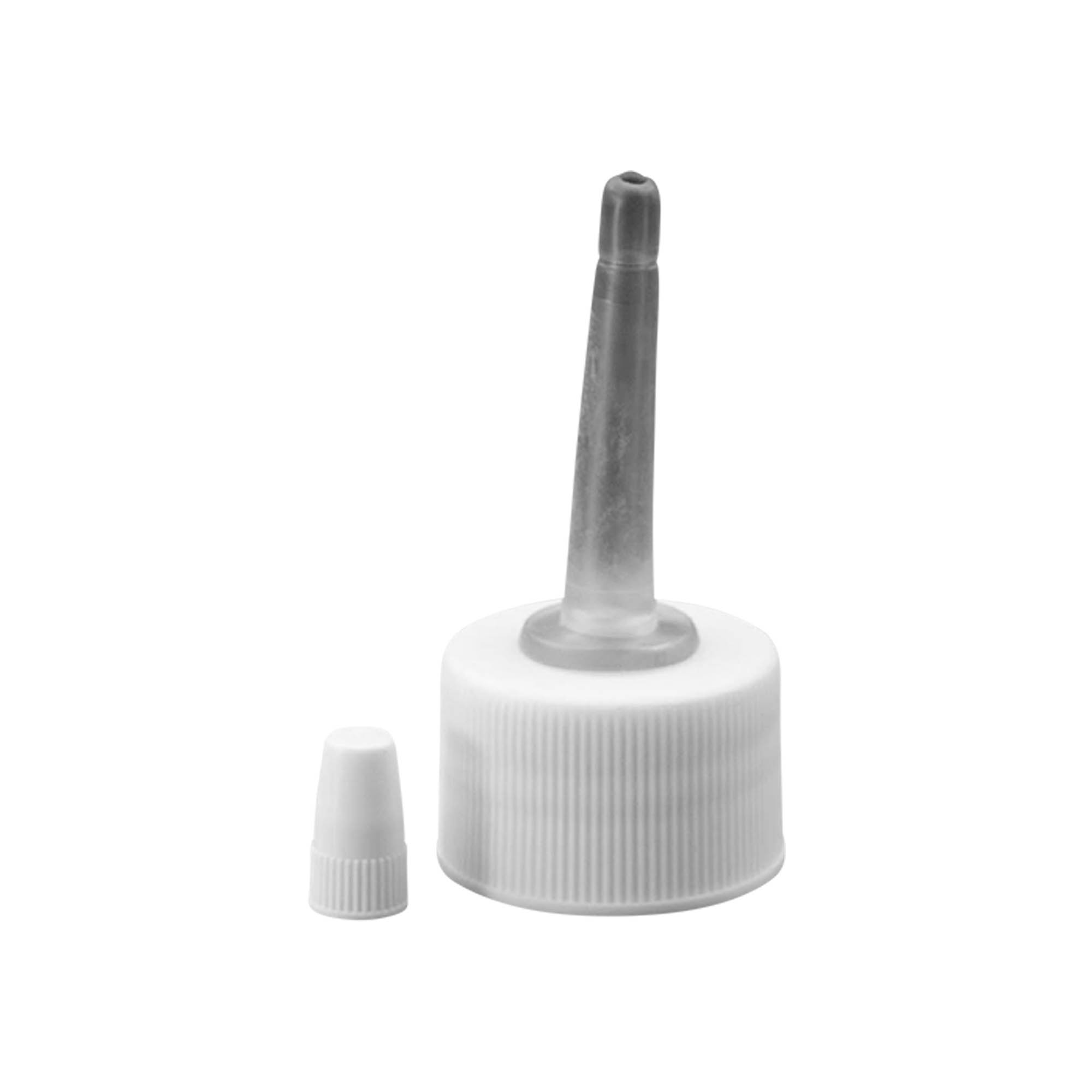 Screw cap with applicator, PP plastic, white, for opening: 24/410