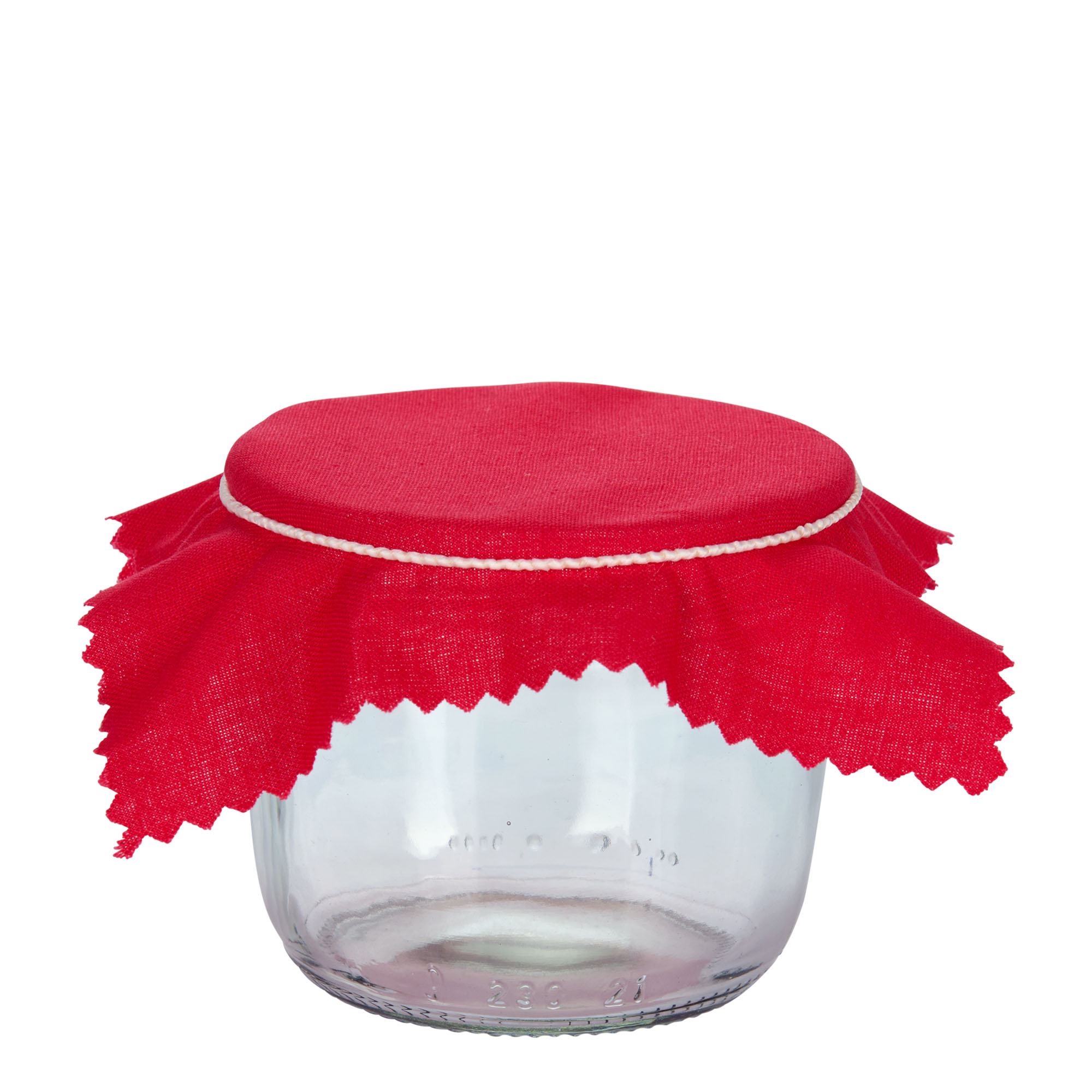 Fabric jar cover 12x12, square, textile, red, for opening: TO38-TO53