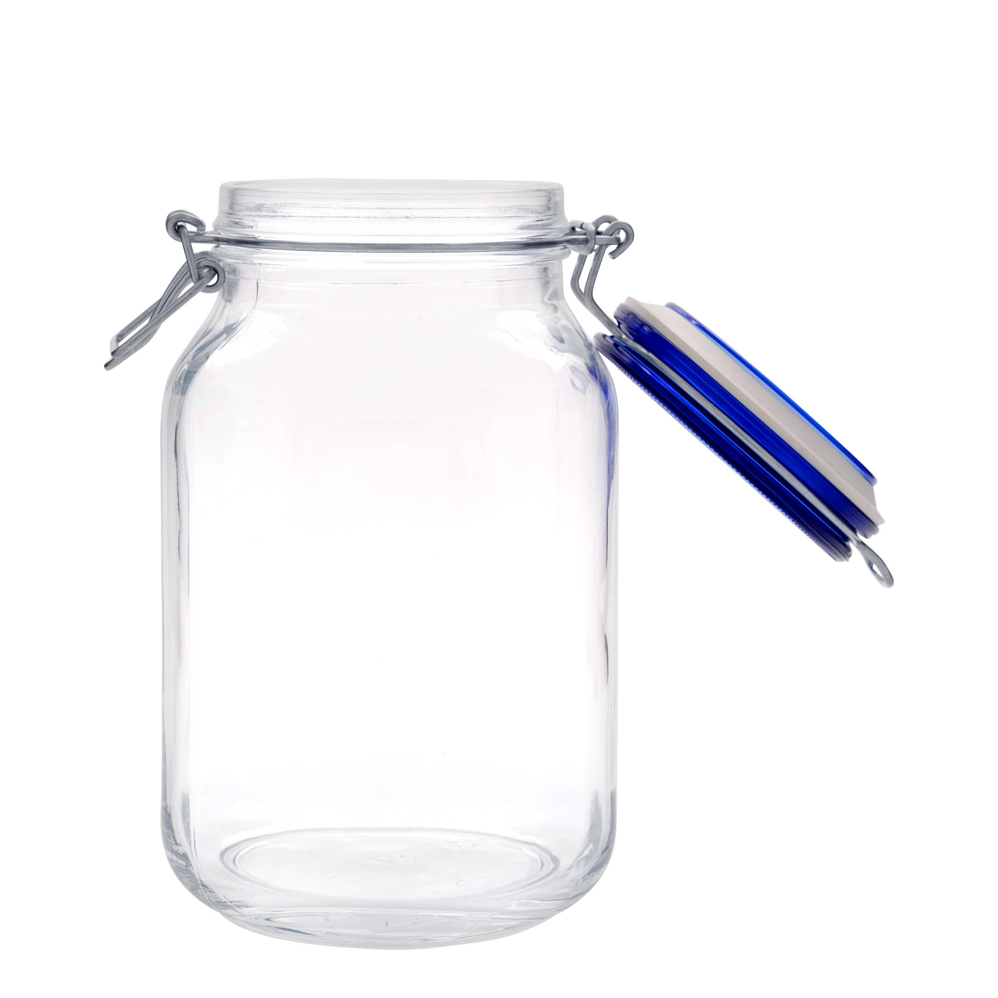 2,000 ml wire bail jar 'Fido' Blue Top, square, opening: wire bail closure