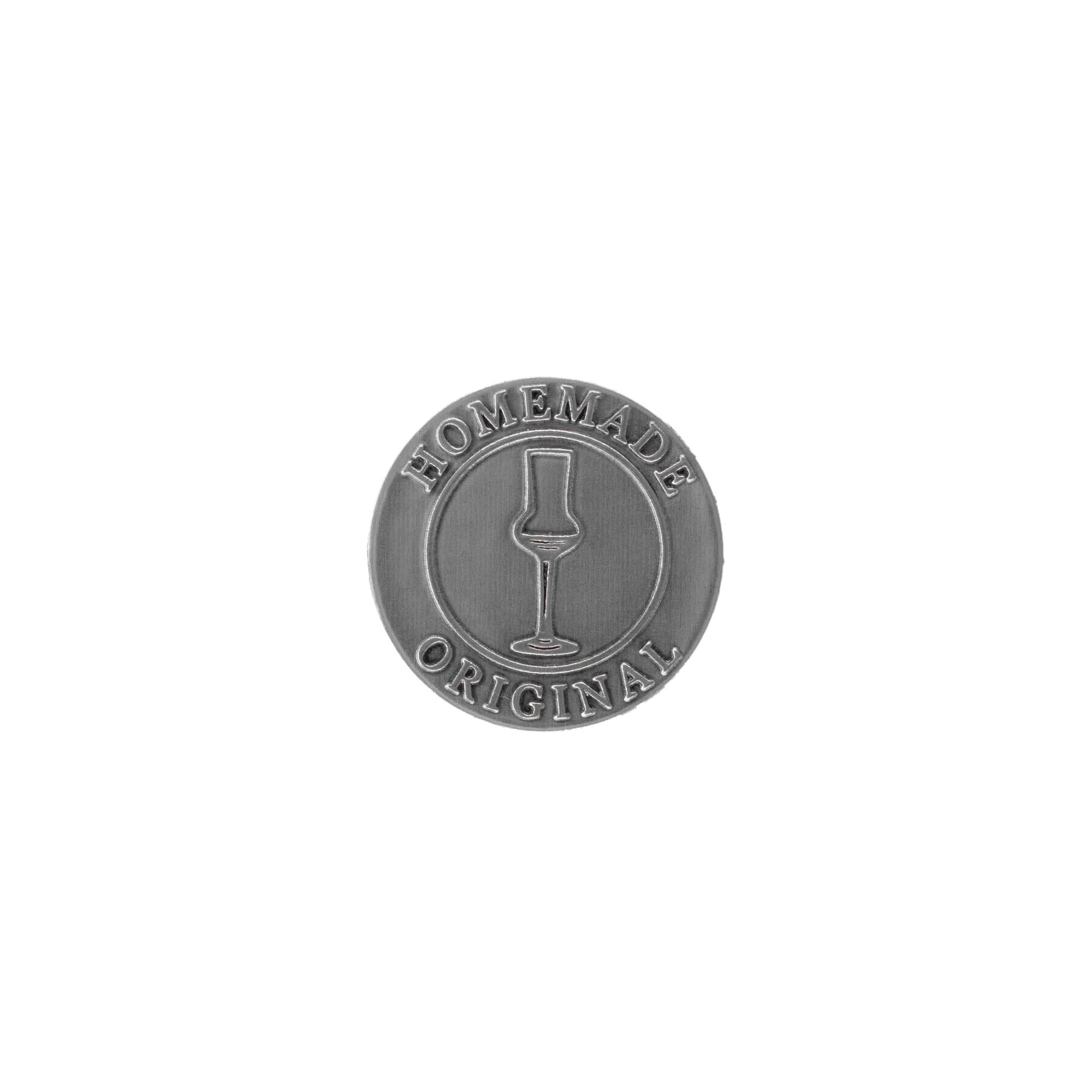 Tin label 'Original Home Made', round, metal, silver