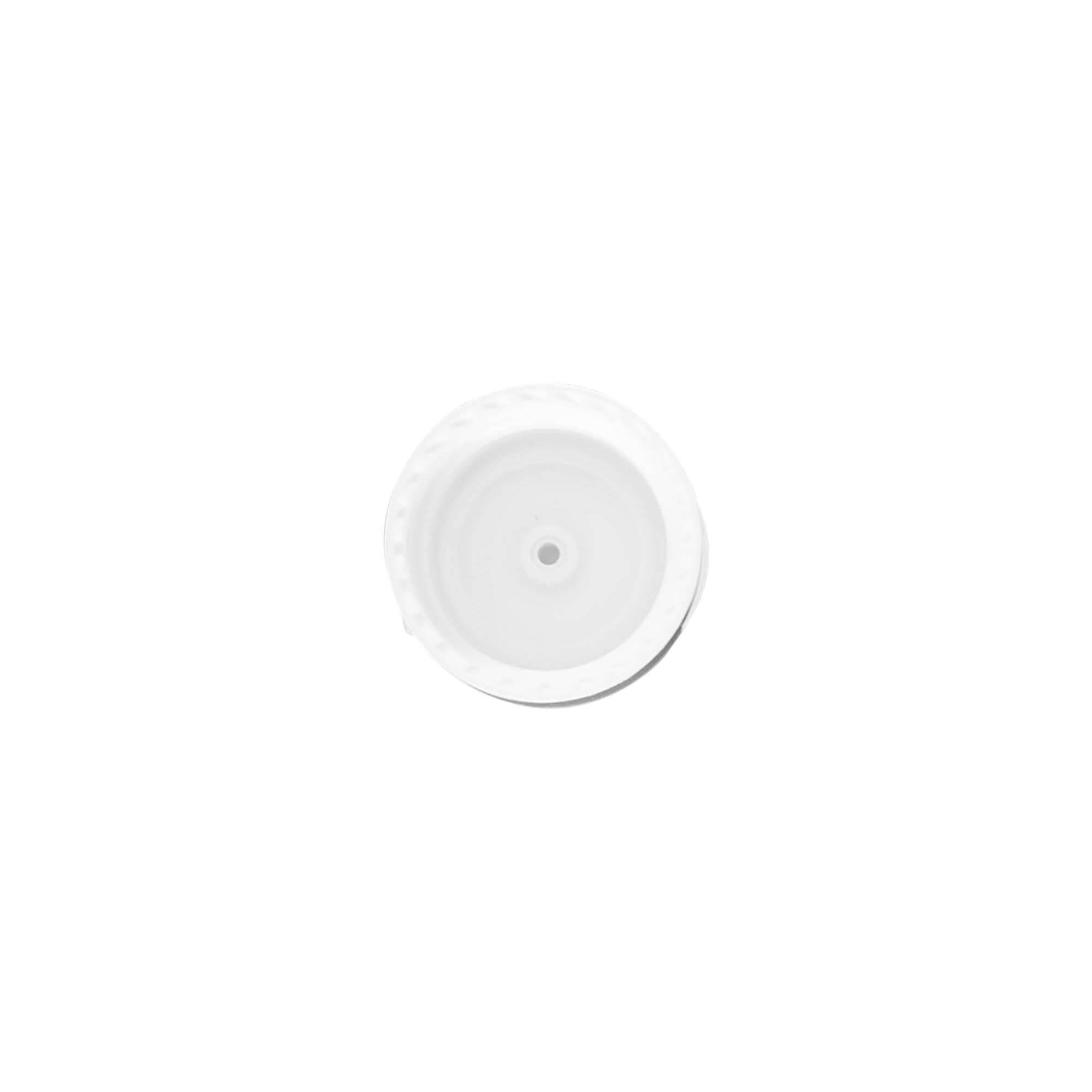 Screw cap with hinge, PP plastic, white, for opening: 20/410