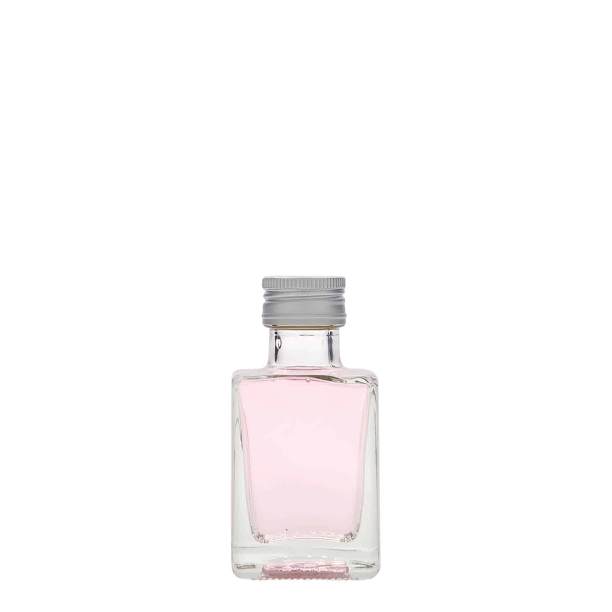50 ml glass bottle ‘Cube’, square, opening: PP 24