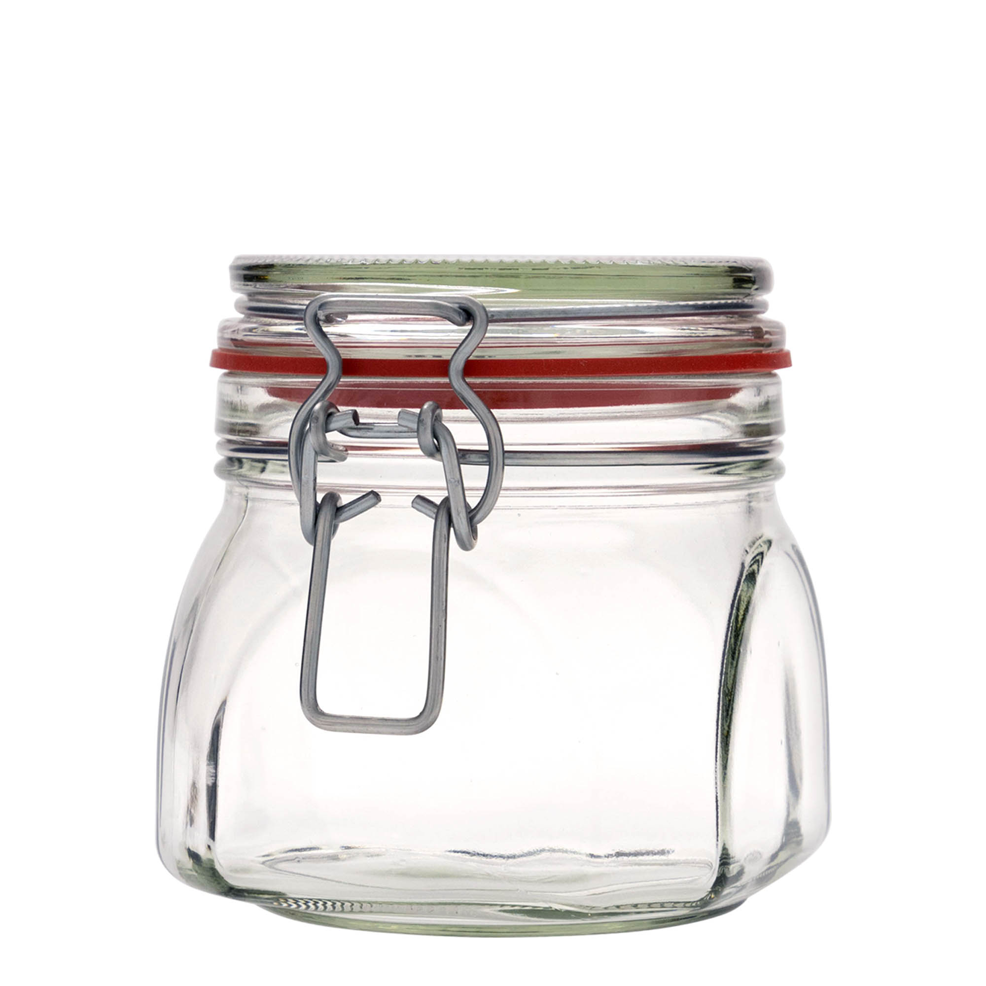 630 ml wire bail jar, square, opening: wire bail closure