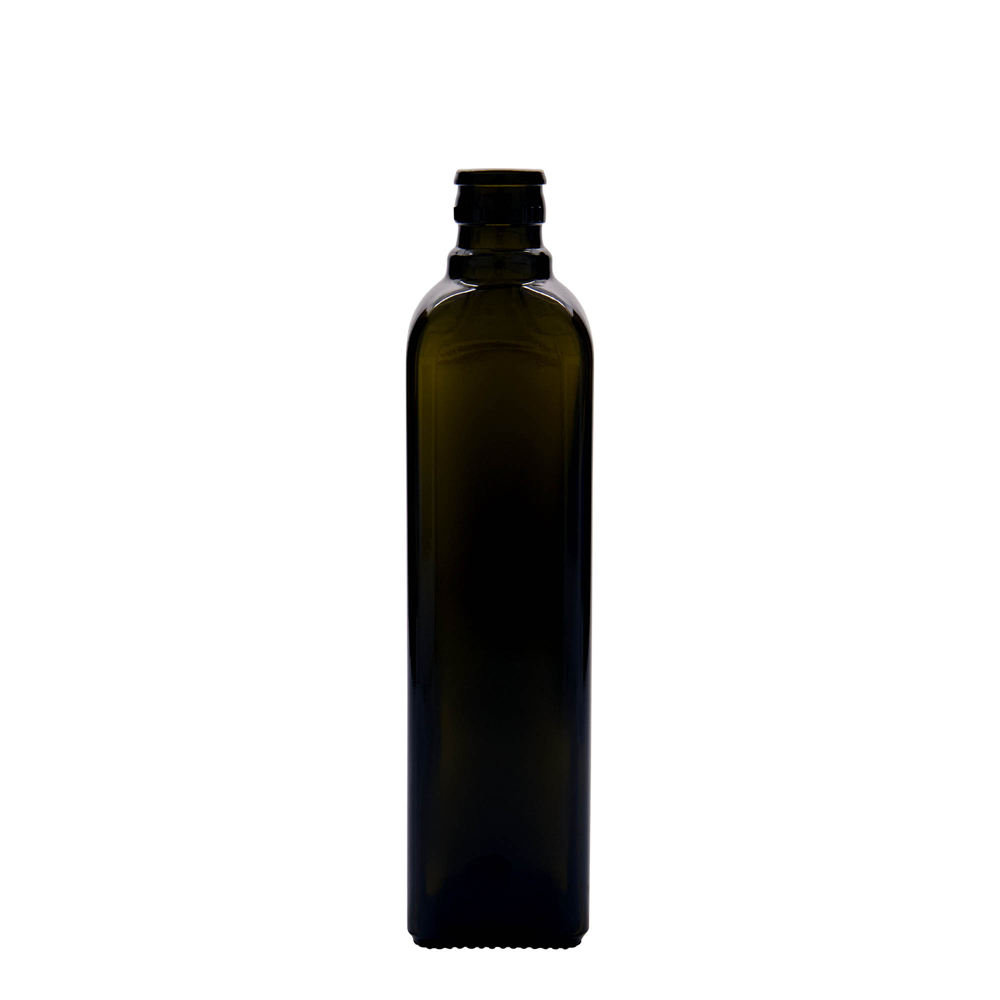 500 ml vinegar/oil bottle 'Quadra', glass, square, antique green, opening: DOP