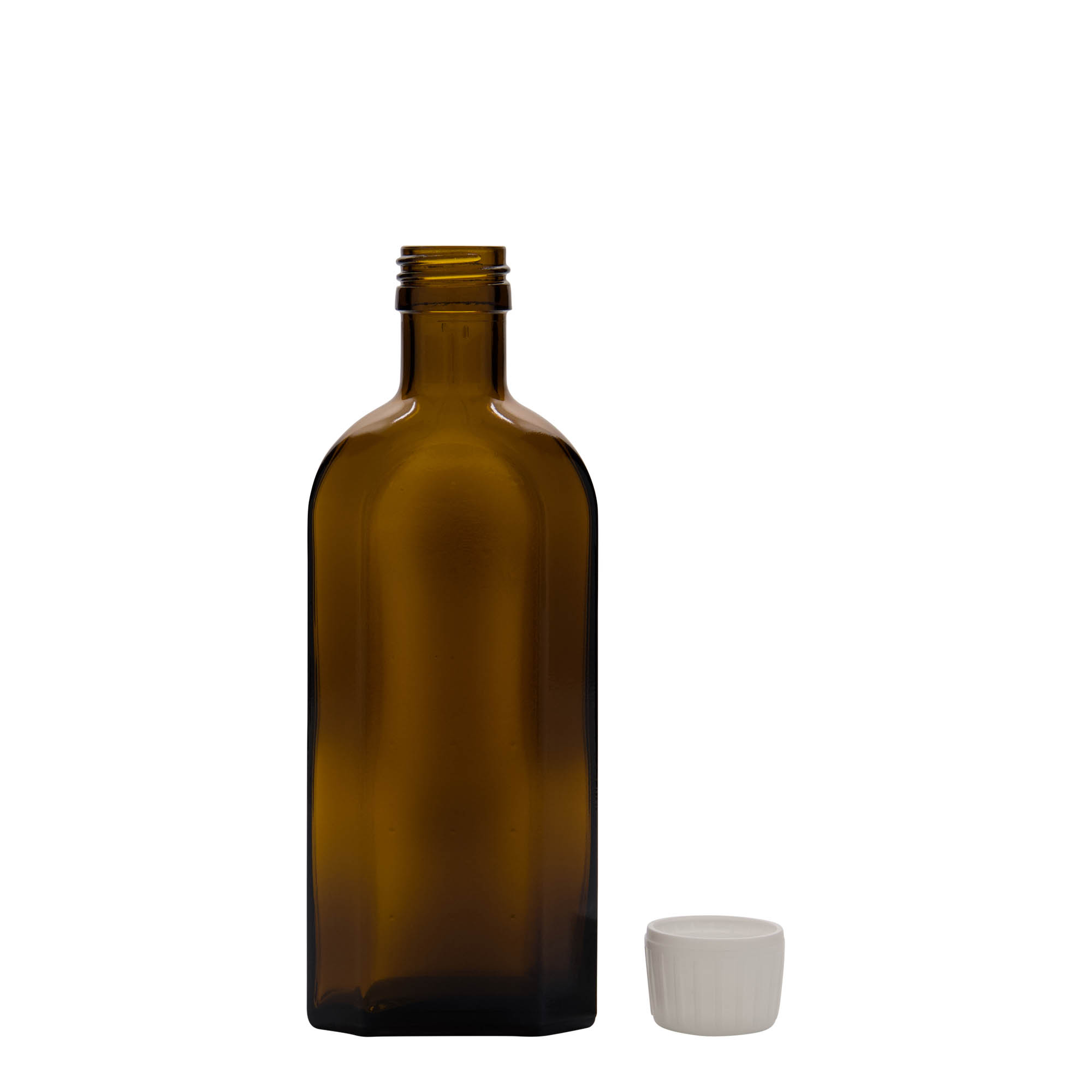 250 ml medical bottle Meplat, oval, glass, brown, opening: PP 28