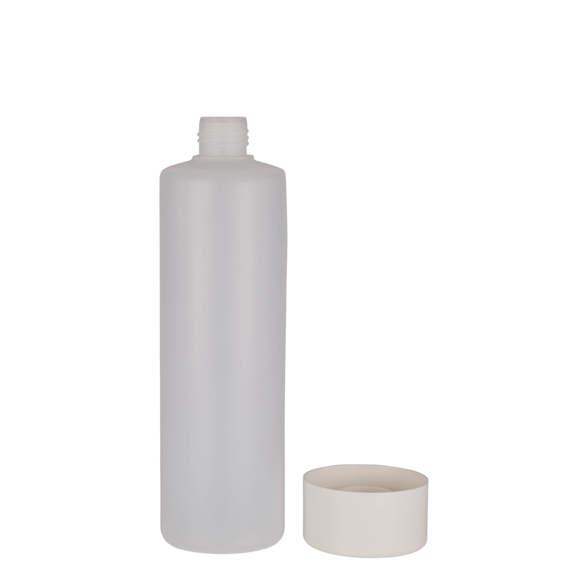 500 ml round bottle, PE plastic, natural, opening: screw cap