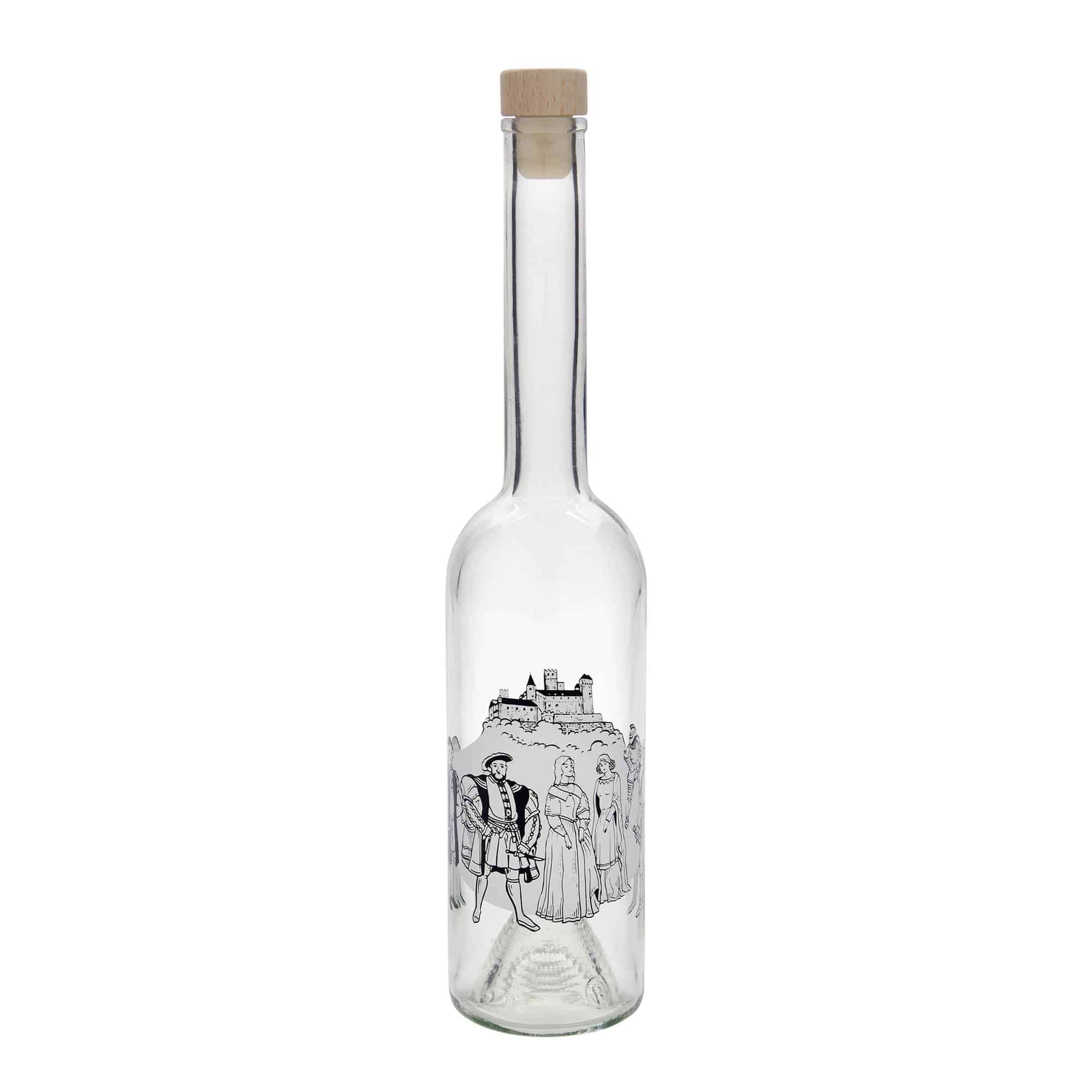 500 ml glass bottle ‘Opera’, design: medieval, opening: cork