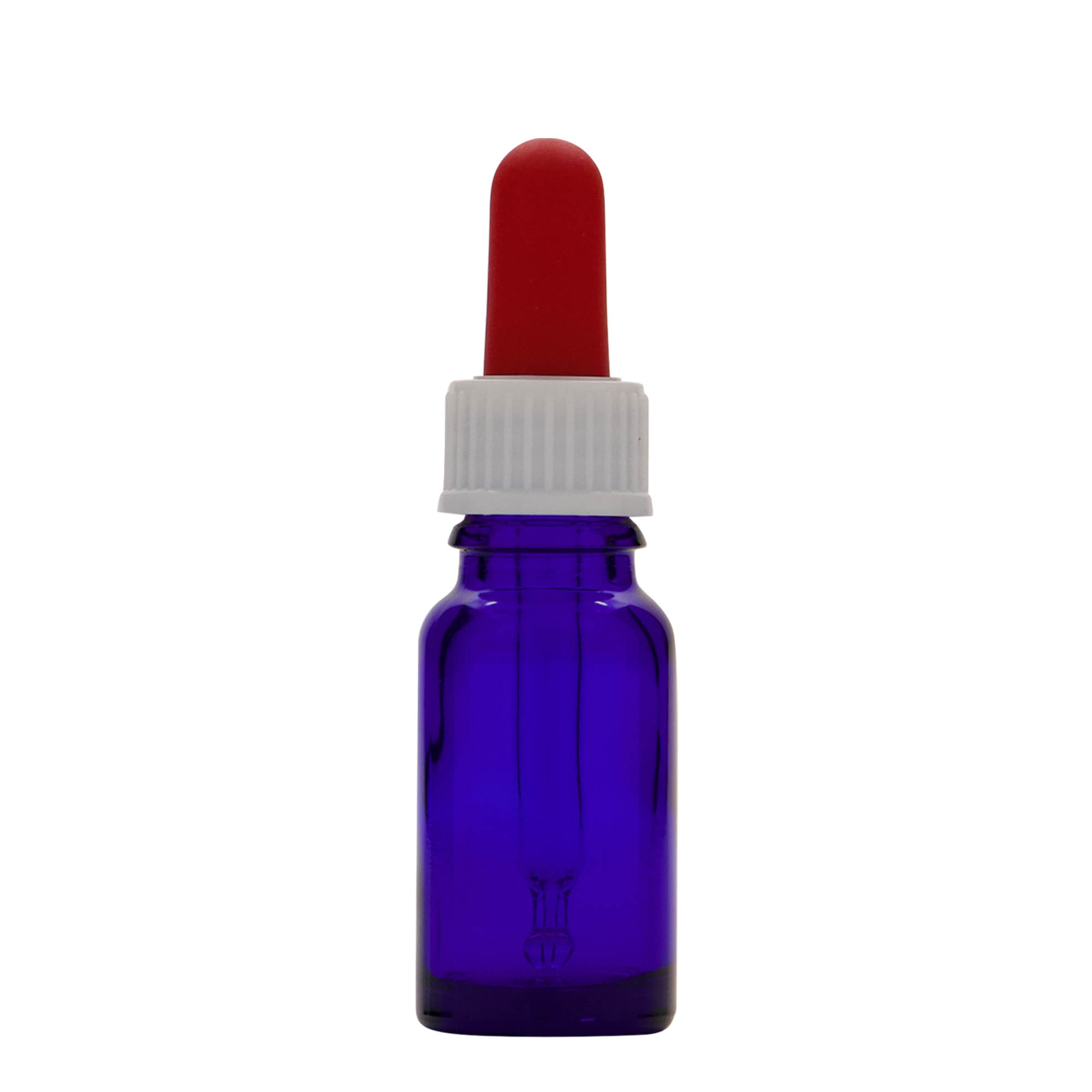 10 ml medicine pipette bottle, glass, royal blue/red, closure: DIN 18 10 ml medicine pipette bottle, glass, royal blue/red, closure: DIN 18