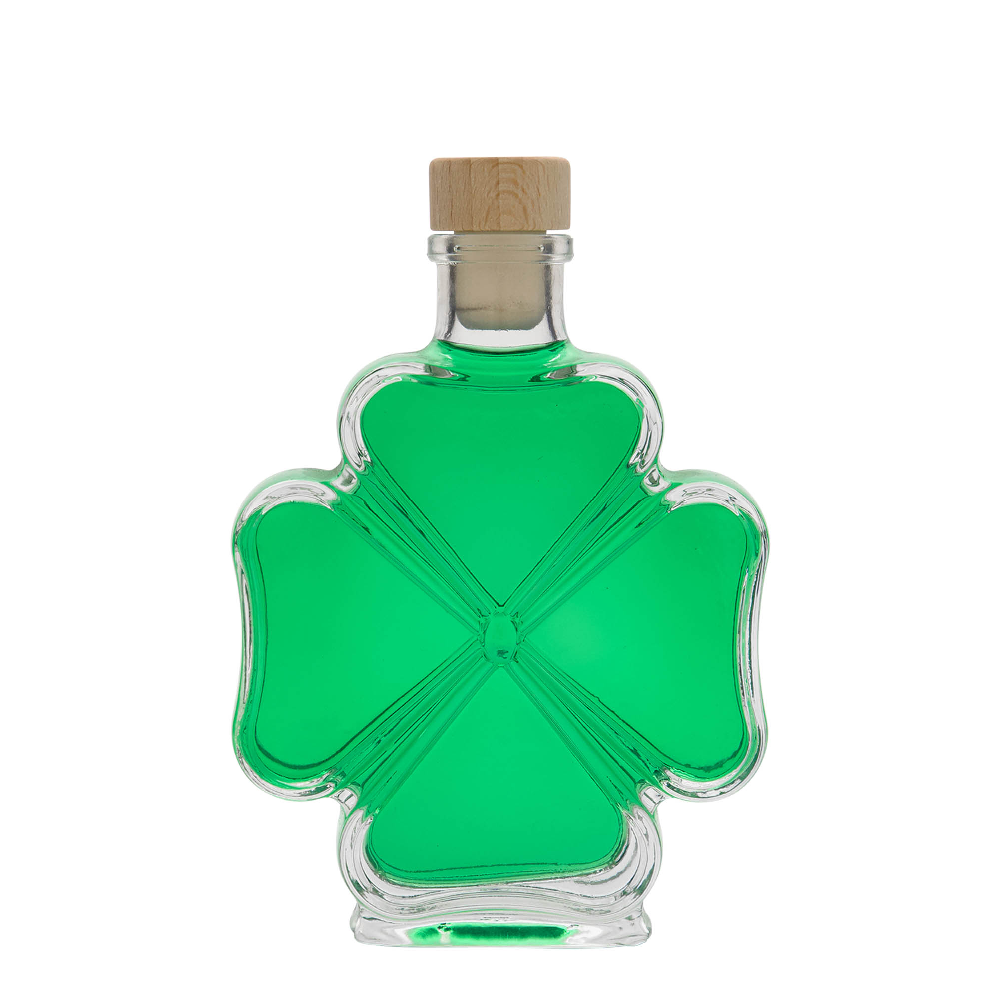 200 ml glass bottle 'Cloverleaf', opening: cork 200 ml glass bottle 'Cloverleaf', opening: cork