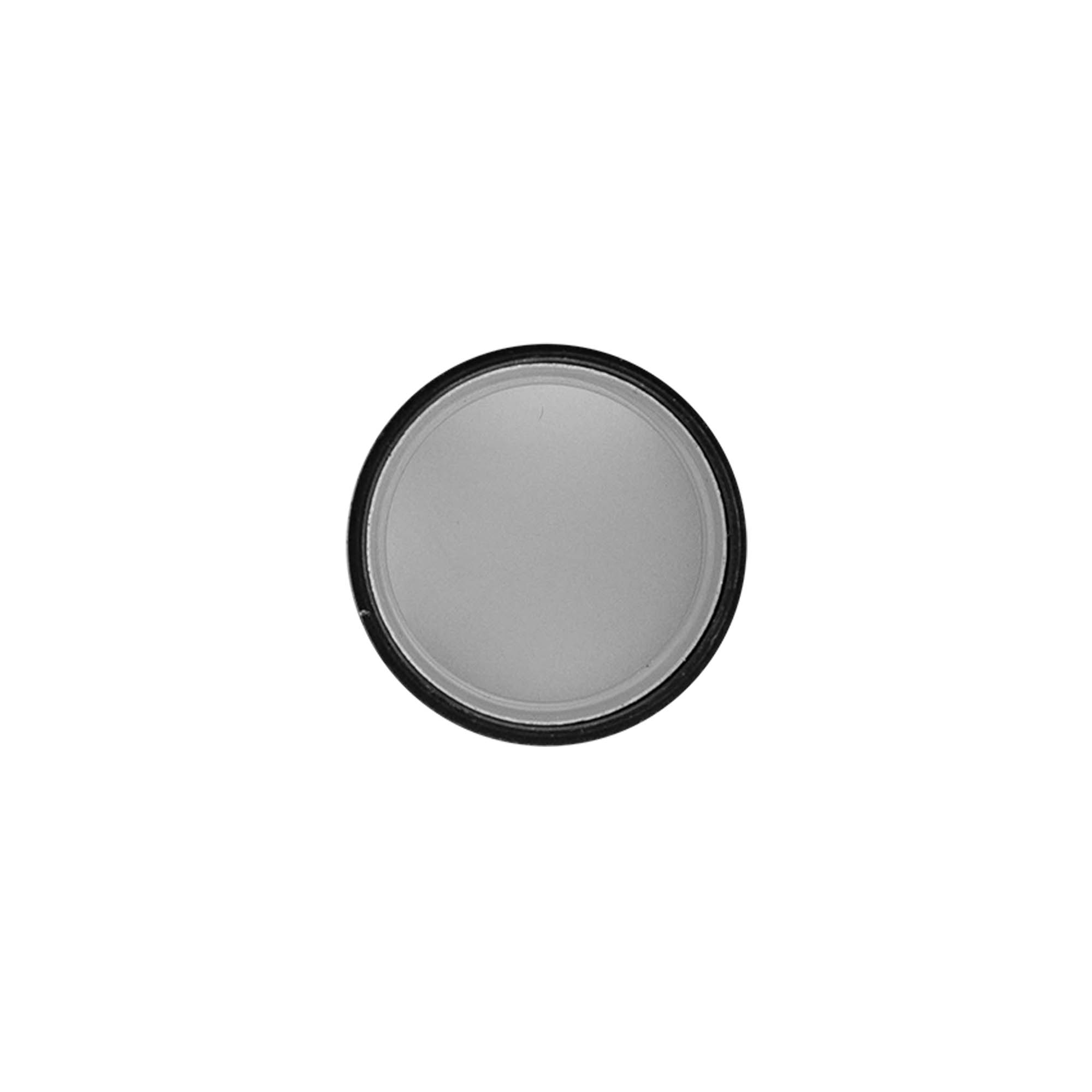 Screw cap, metal/plastic, silver, for opening: PP 28