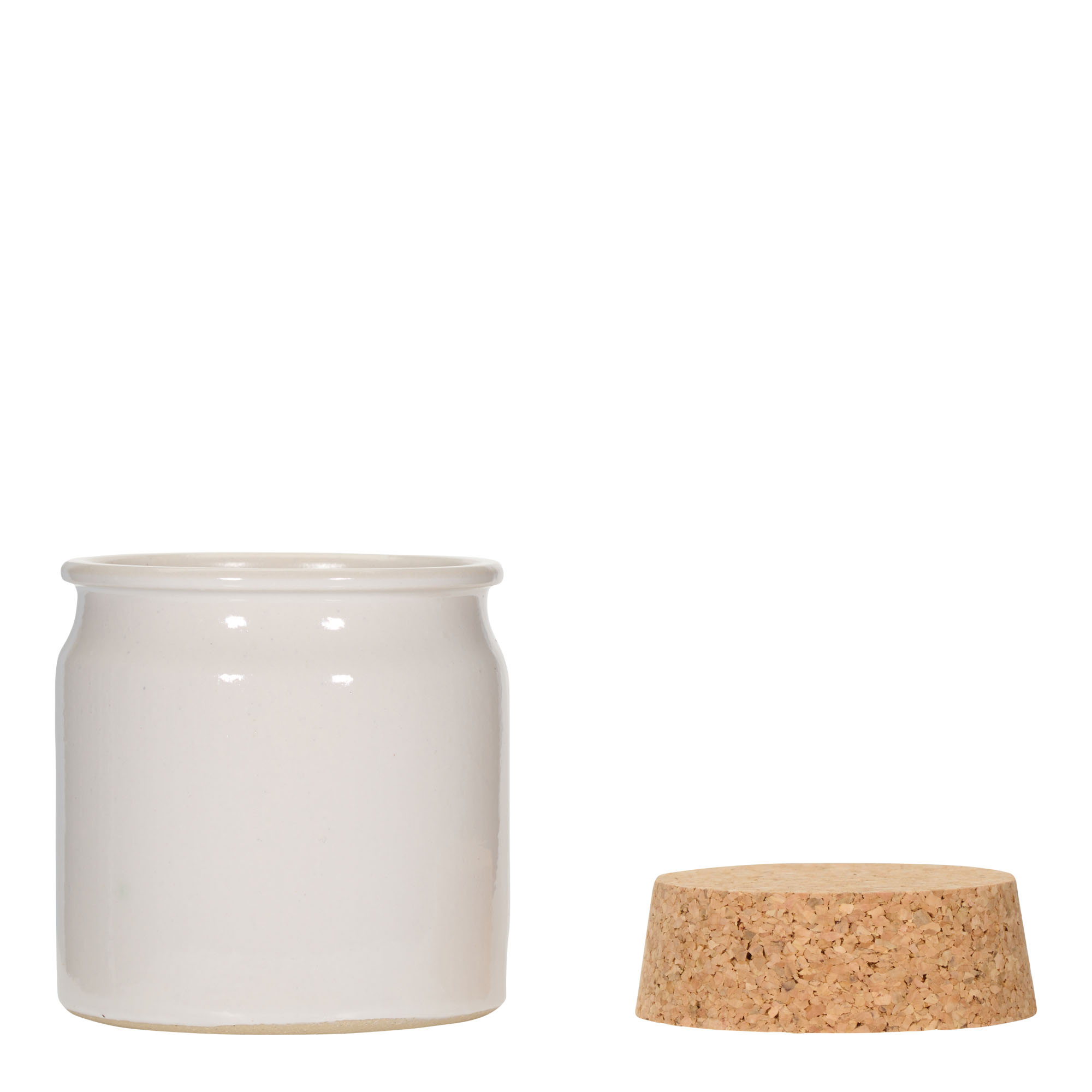 160 ml stoneware jar, ceramic, white, closure: cork